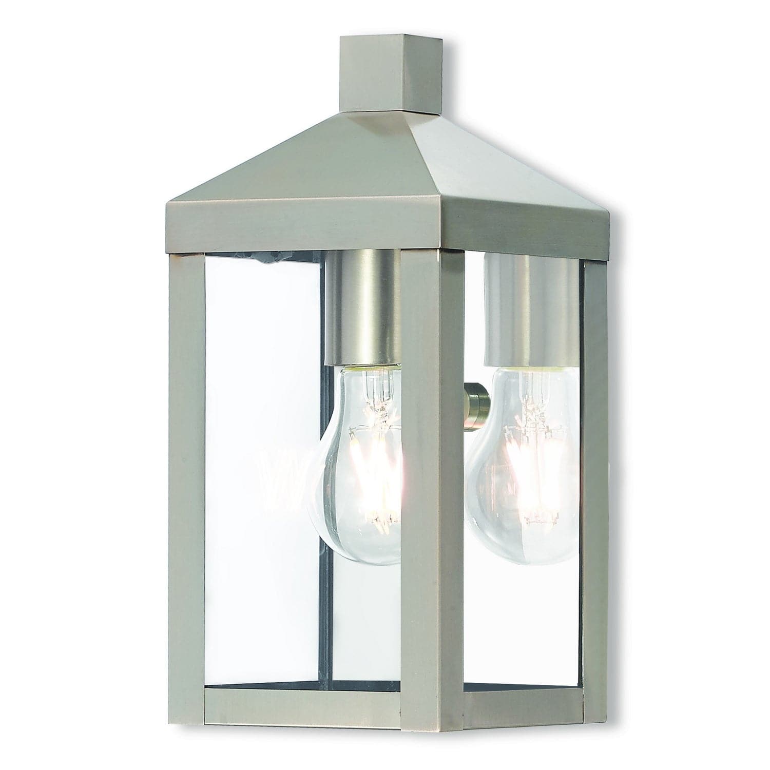 Livex Lighting - 20581-91 - One Light Outdoor Wall Lantern - Nyack - Brushed Nickel w/ Polished Chrome Stainless Steel