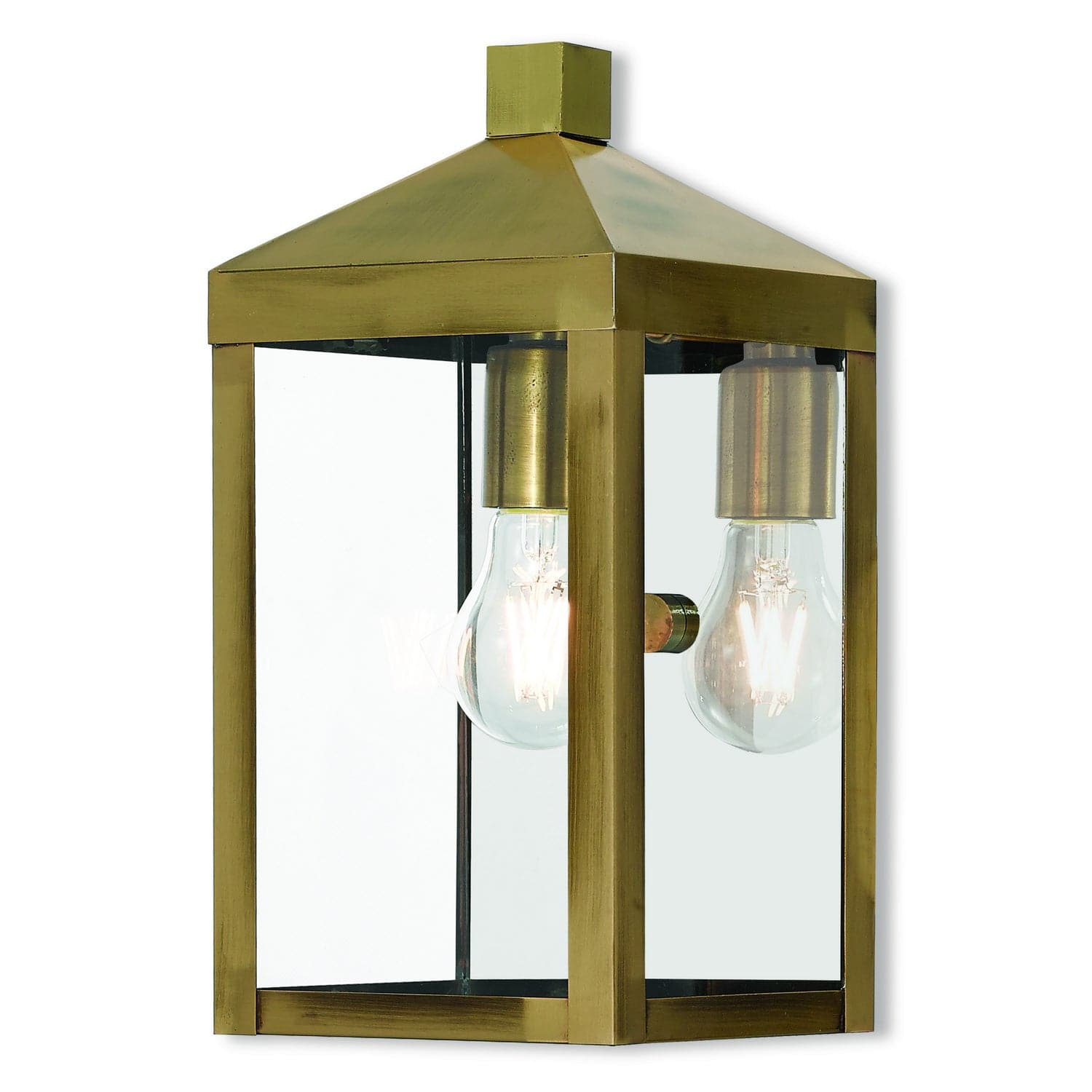 Livex Lighting - 20582-01 - One Light Outdoor Wall Lantern - Nyack - Antique Brass w/ Polished Chrome Stainless Steel