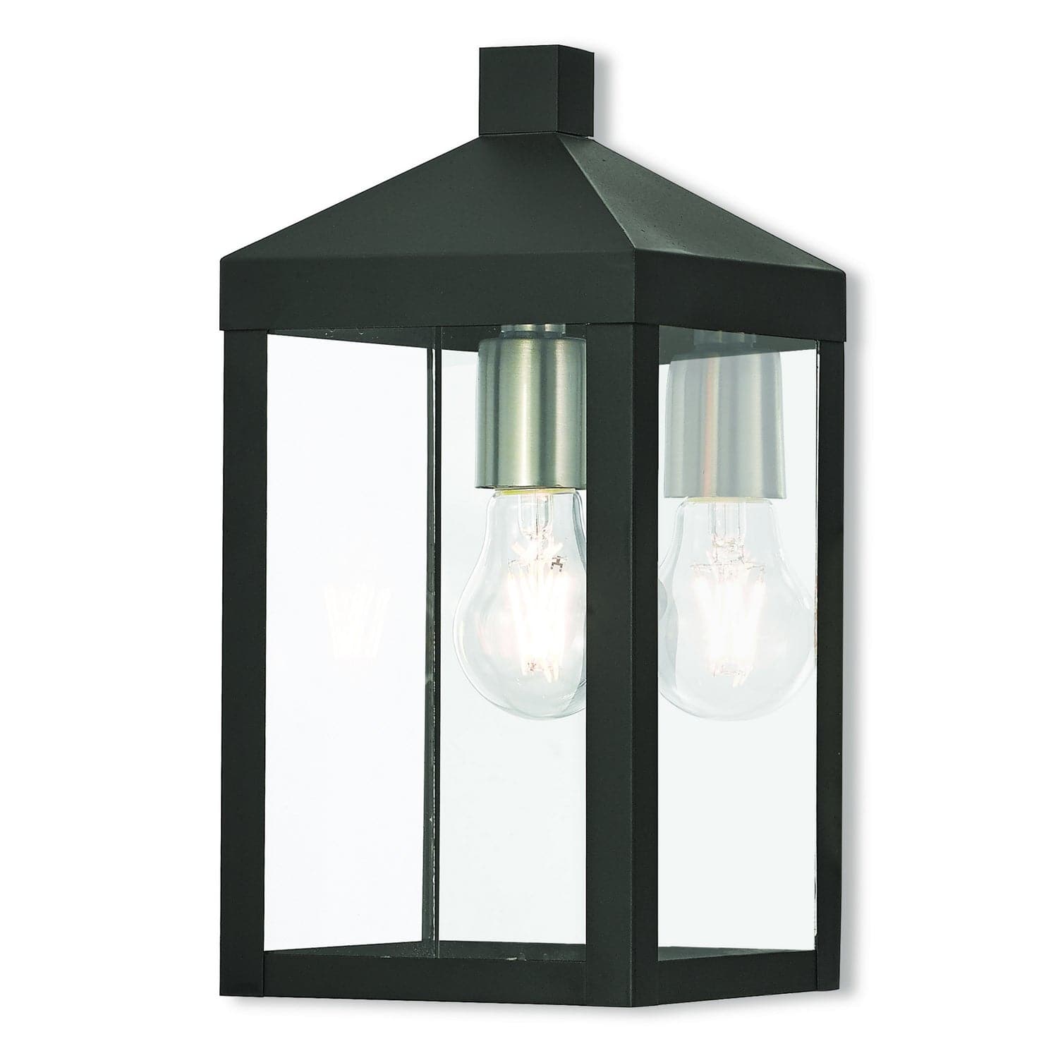 Livex Lighting - 20582-04 - One Light Outdoor Wall Lantern - Nyack - Black w/ Brushed Nickel Cluster and Polished Chrome Stainless Steel