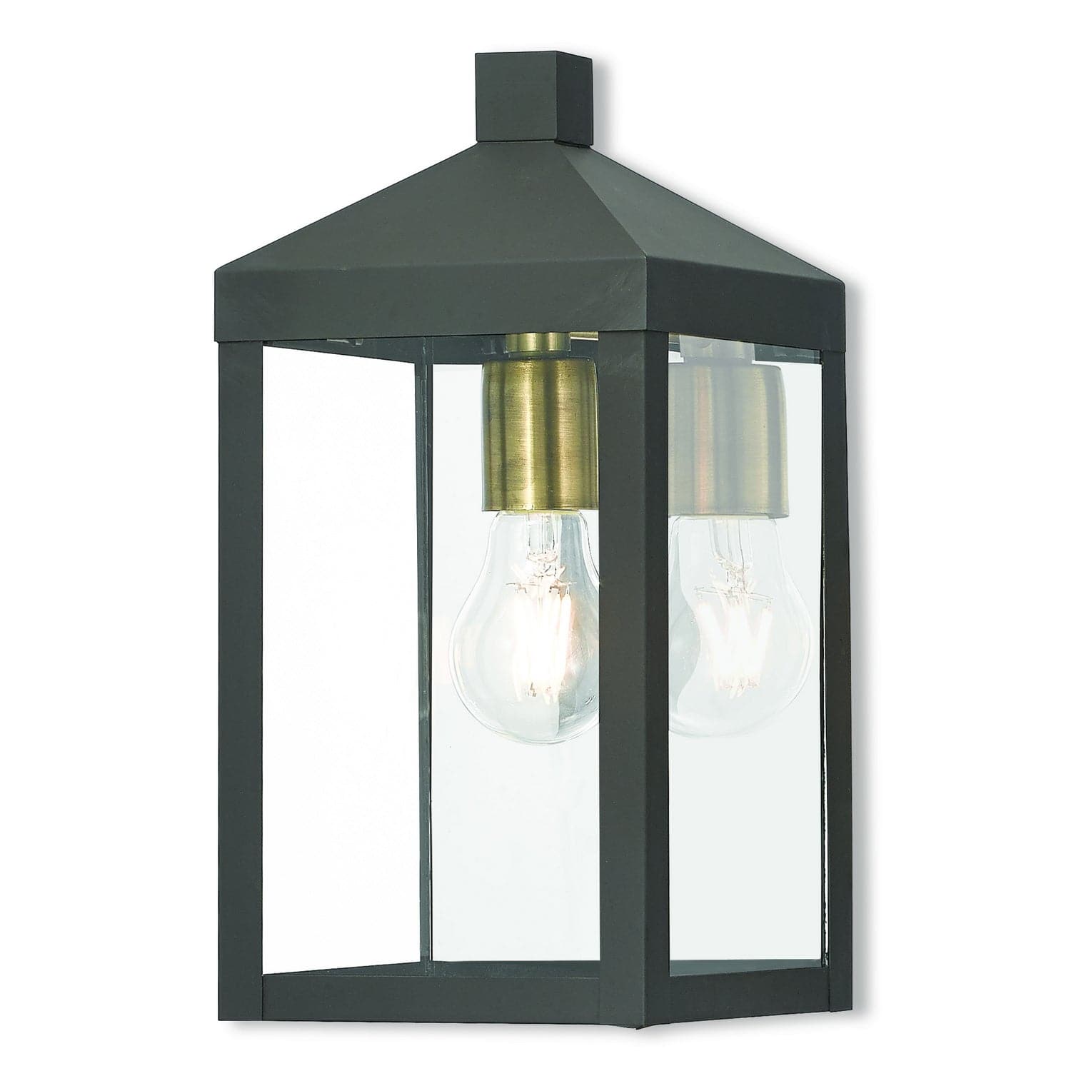 Livex Lighting - 20582-07 - One Light Outdoor Wall Lantern - Nyack - Bronze w/ Antique Brass Cluster and Polished Chrome Stainless Steel