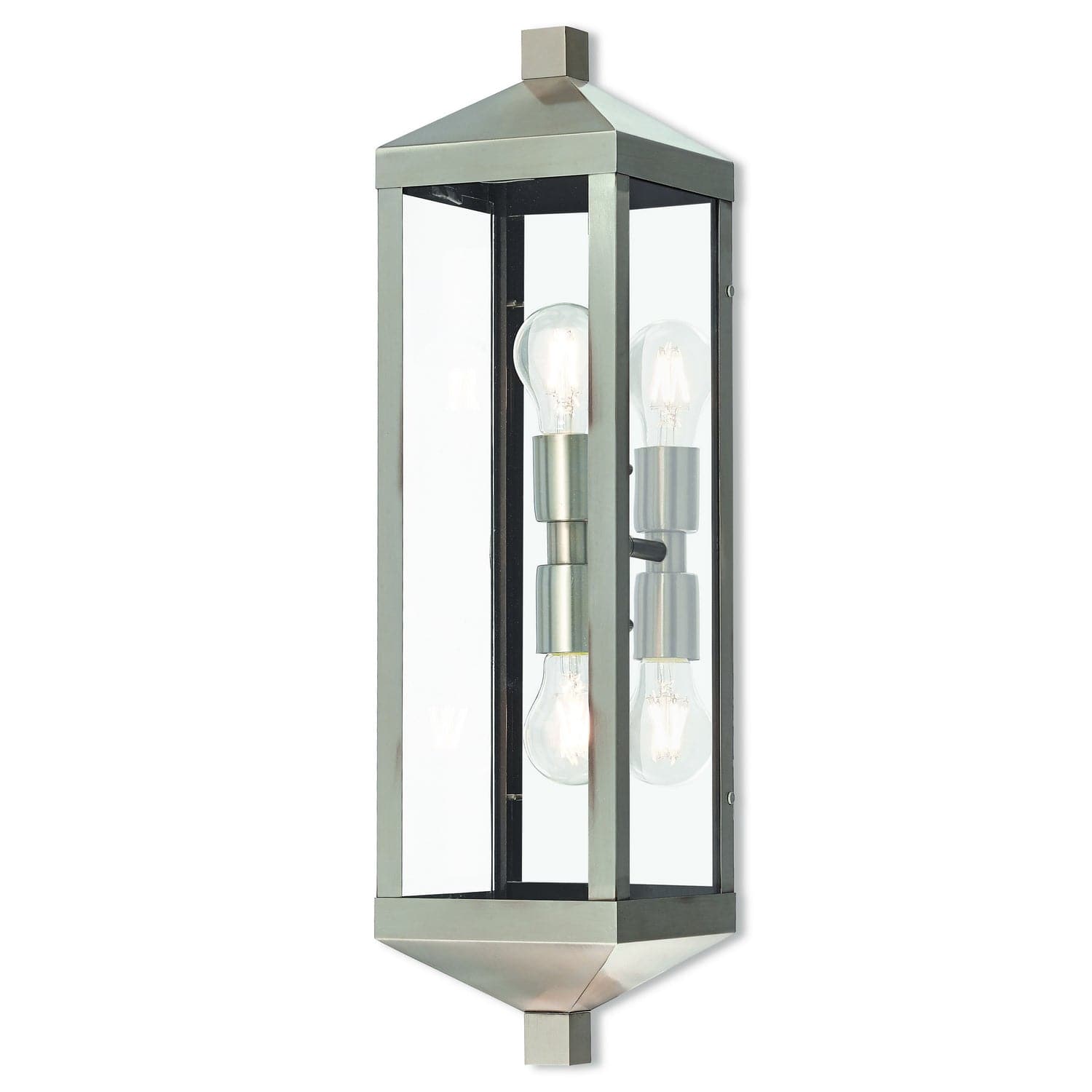 Livex Lighting - 20583-91 - Two Light Outdoor Wall Lantern - Nyack - Brushed Nickel w/ Polished Chrome Stainless Steel