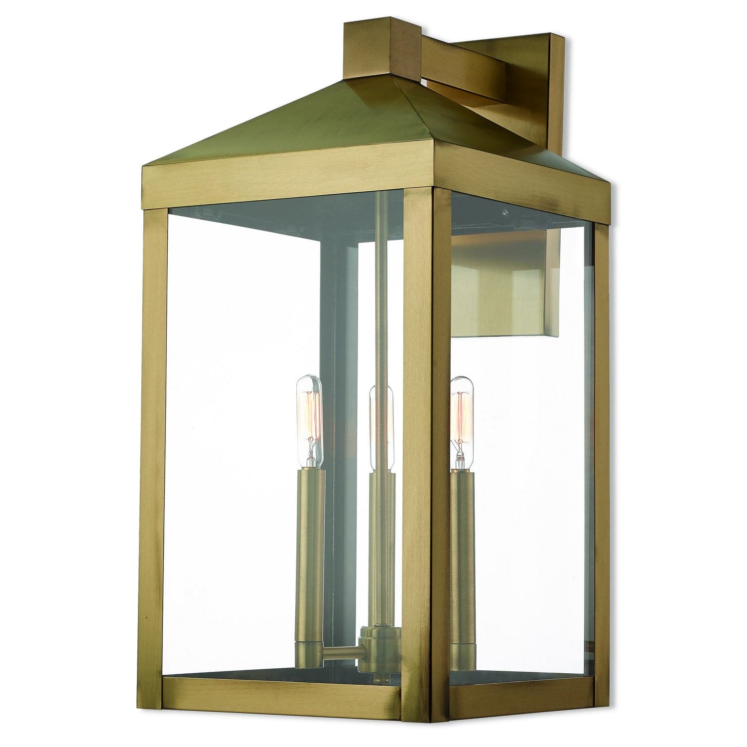Livex Lighting - 20585-01 - Three Light Outdoor Wall Lantern - Nyack - Antique Brass