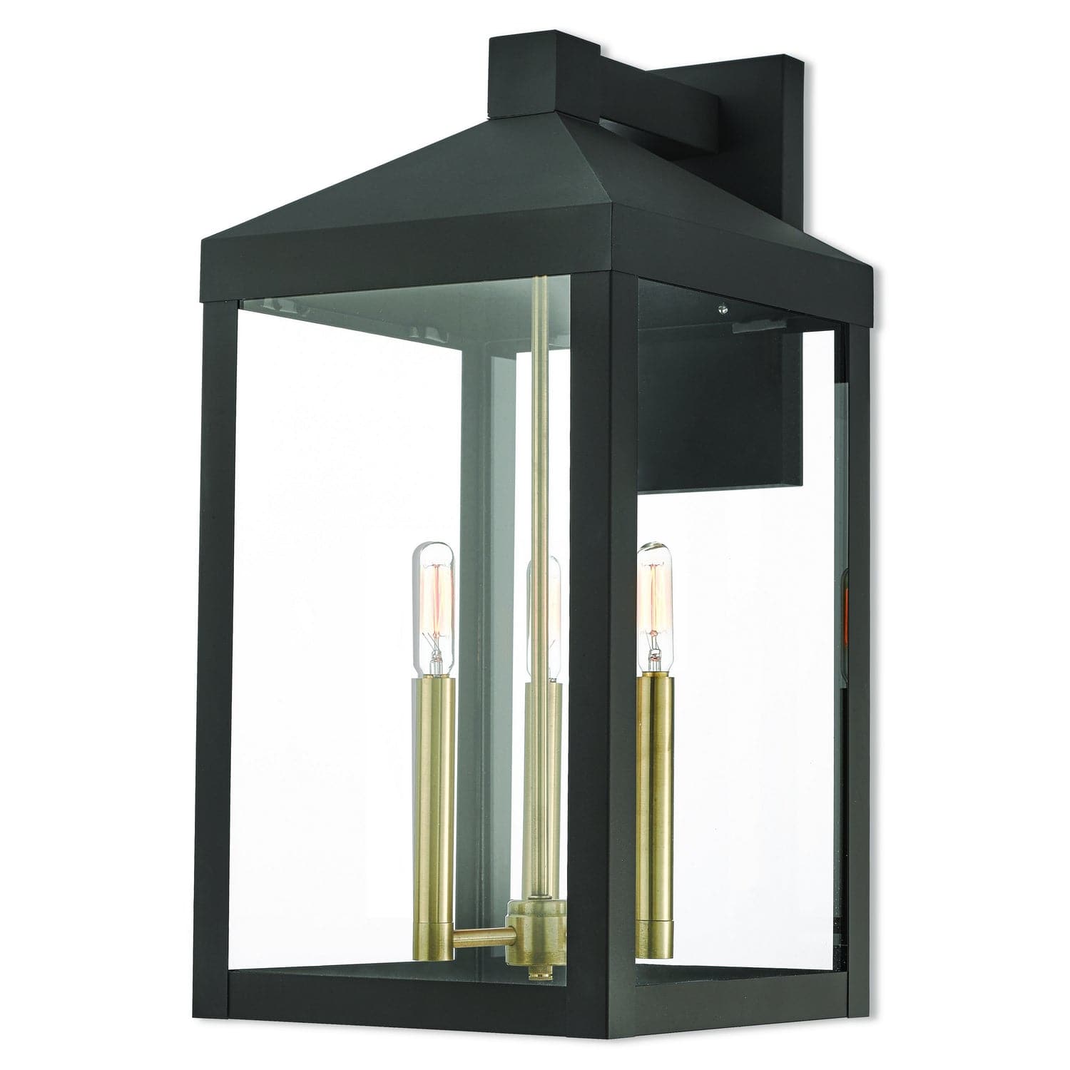 Livex Lighting - 20585-07 - Three Light Outdoor Wall Lantern - Nyack - Bronze w/ Antique Brass Cluster