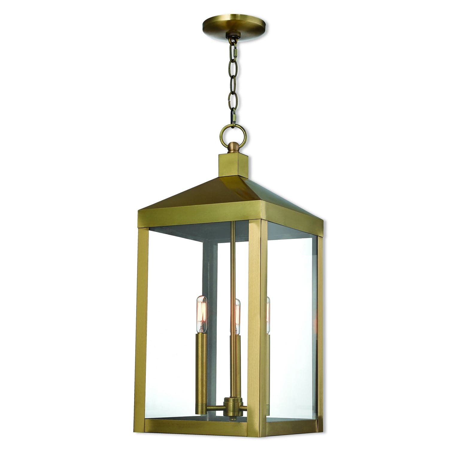 Livex Lighting - 20587-01 - Three Light Outdoor Pendant - Nyack - Antique Brass
