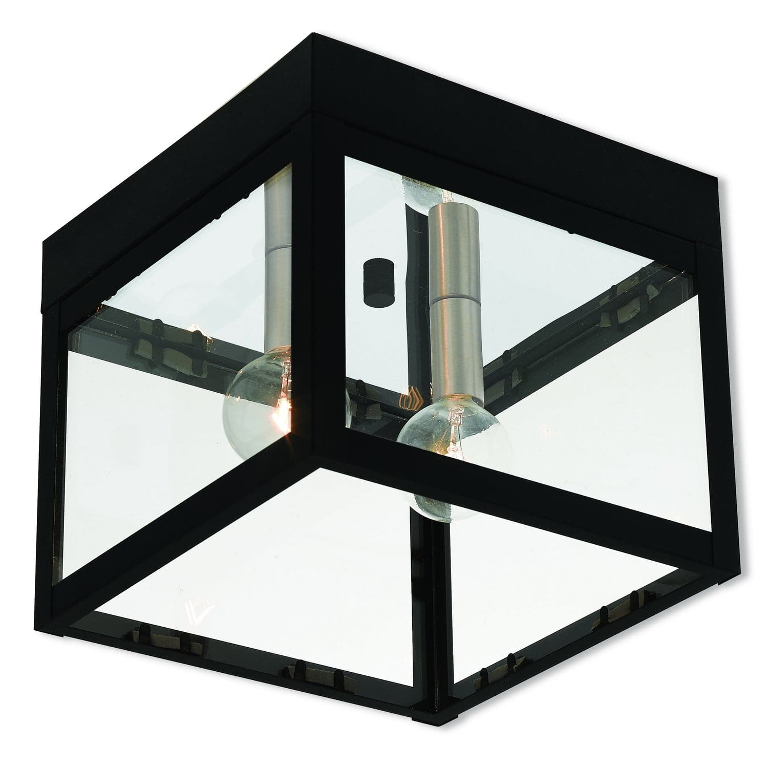 Livex Lighting - 20588-04 - Two Light Outdoor Ceiling Mount - Nyack - Black w/ Brushed Nickel Cluster
