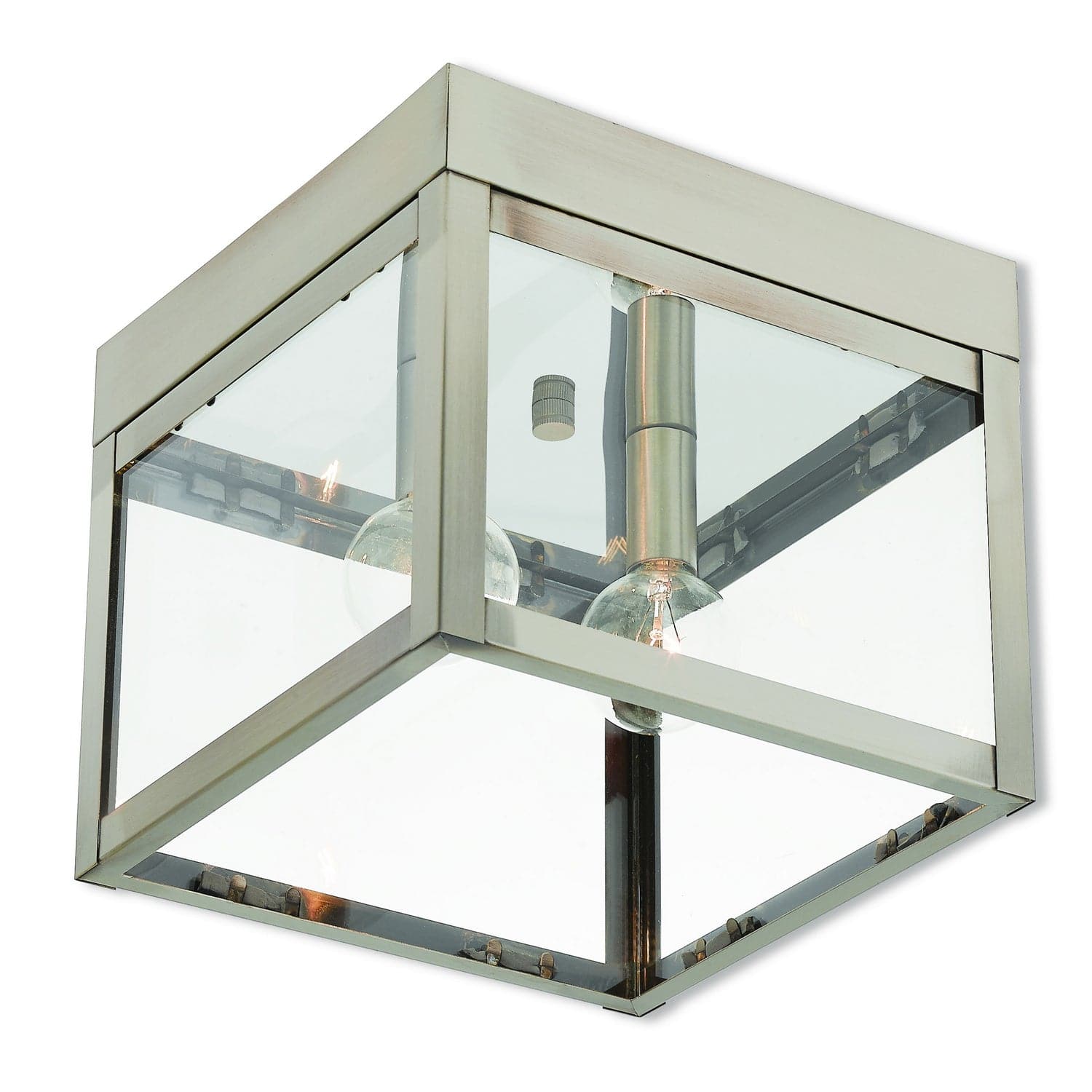 Livex Lighting - 20588-91 - Two Light Outdoor Ceiling Mount - Nyack - Brushed Nickel w/ Polished Chrome Stainless Steel