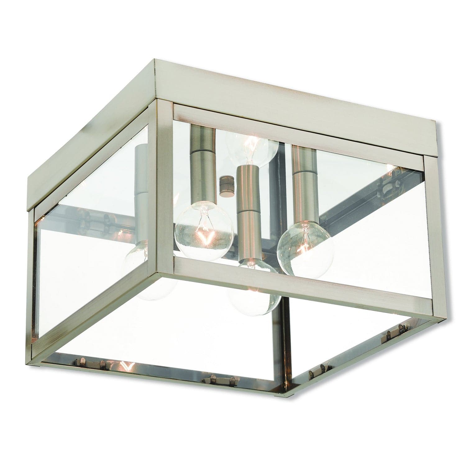 Livex Lighting - 20589-91 - Four Light Outdoor Ceiling Mount - Nyack - Brushed Nickel w/ Polished Chrome Stainless Steel