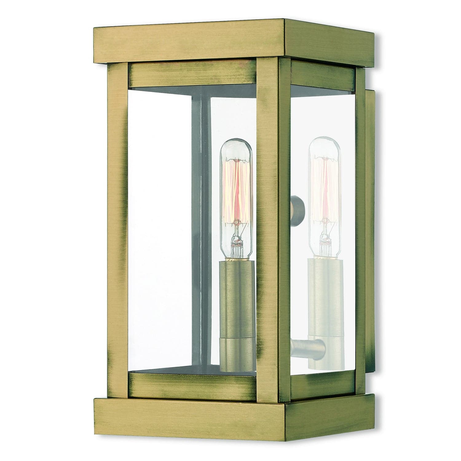 Livex Lighting - 20701-01 - One Light Outdoor Wall Lantern - Hopewell - Antique Brass w/ Polished Chrome Stainless Steel