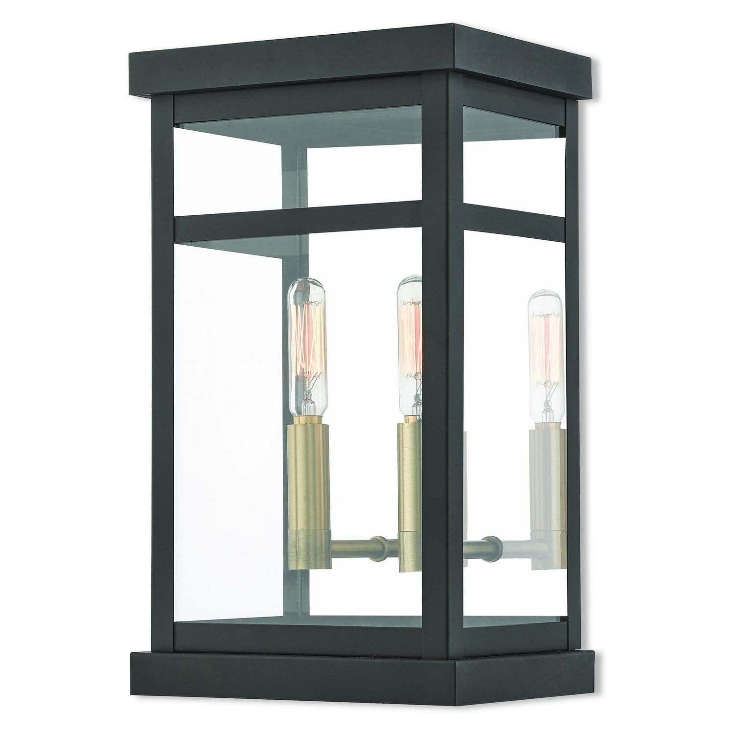 Livex Lighting - 20702-07 - Two Light Outdoor Wall Lantern - Hopewell - Bronze w/ Antique Brass Cluster and Polished Chrome Stainless Steel