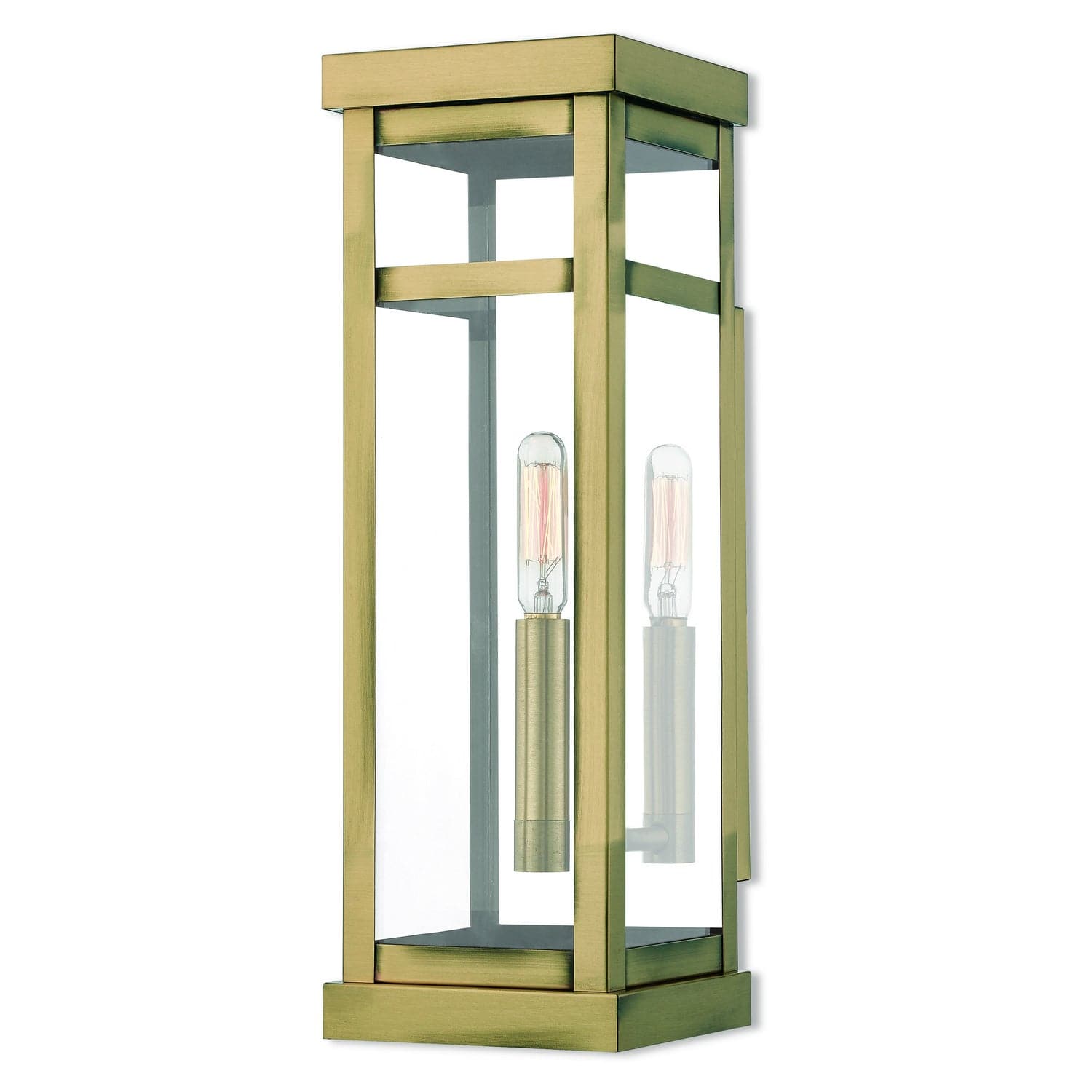 Livex Lighting - 20703-01 - One Light Outdoor Wall Lantern - Hopewell - Antique Brass w/ Polished Chrome Stainless Steel