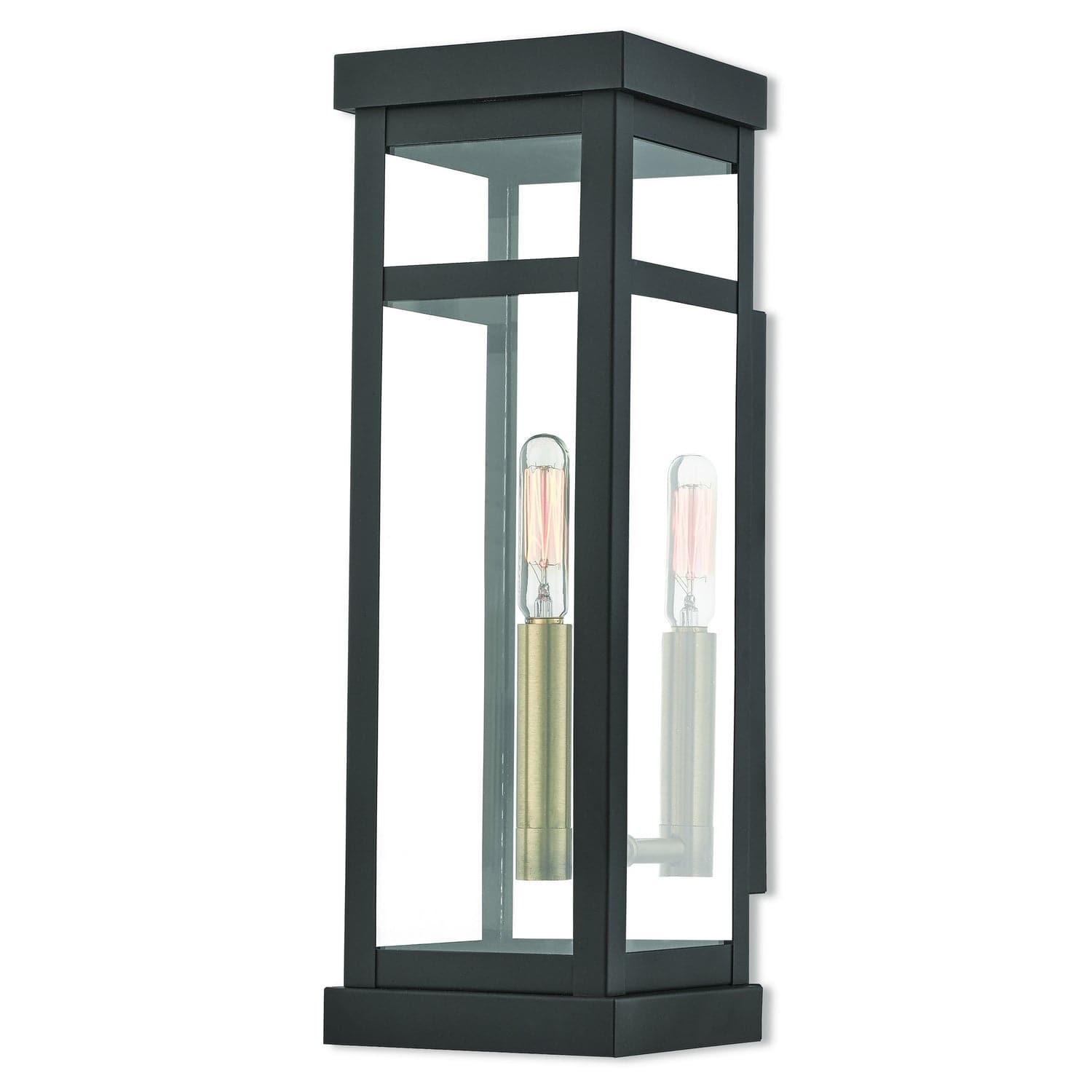 Livex Lighting - 20703-07 - One Light Outdoor Wall Lantern - Hopewell - Bronze w/ Antique Brass Cluster and Polished Chrome Stainless Steel