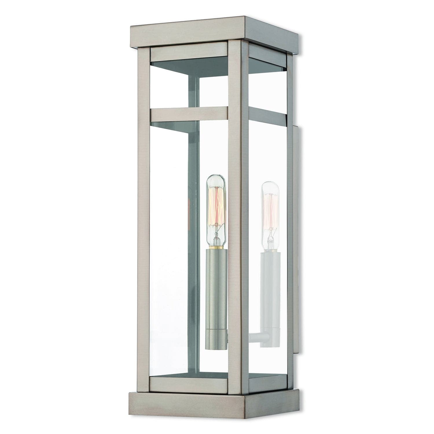 Livex Lighting - 20703-91 - One Light Outdoor Wall Lantern - Hopewell - Brushed Nickel w/ Polished Chrome Stainless Steel