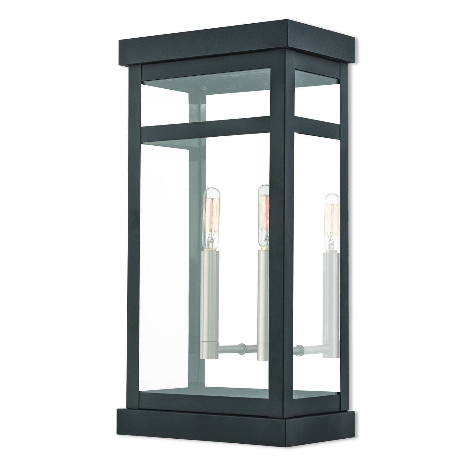 Livex Lighting - 20704-04 - Two Light Outdoor Wall Lantern - Hopewell - Black w/ Brushed Nickel Cluster and Polished Chrome Stainless Steel