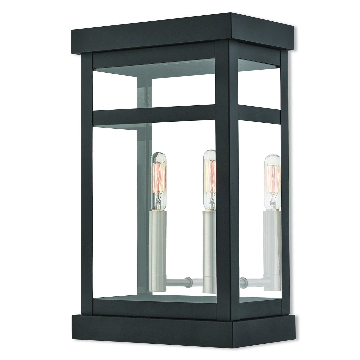 Livex Lighting - 20705-04 - Two Light Outdoor Wall Lantern - Hopewell - Black w/ Brushed Nickel Cluster and Polished Chrome Stainless Steel
