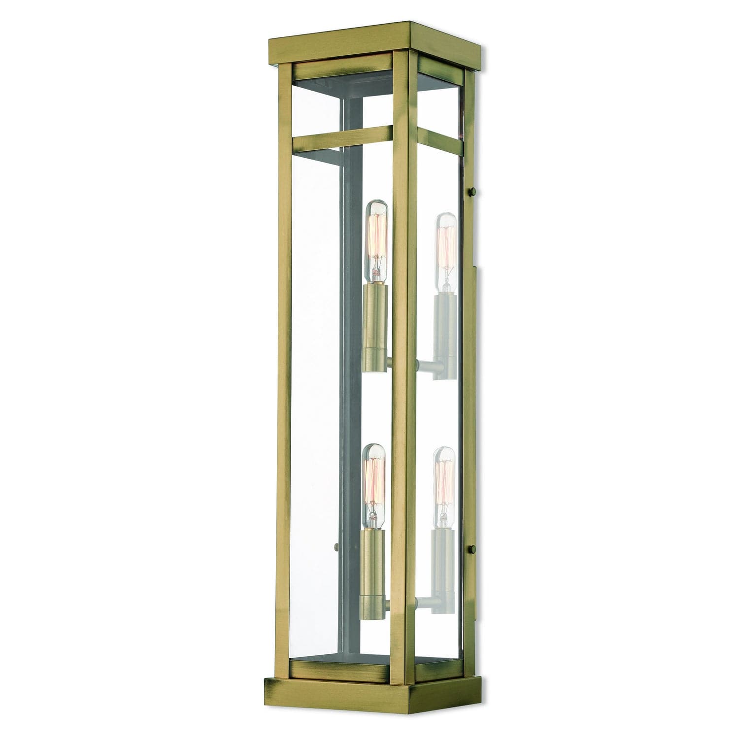 Livex Lighting - 20706-01 - Two Light Outdoor Wall Lantern - Hopewell - Antique Brass w/ Polished Chrome Stainless Steel