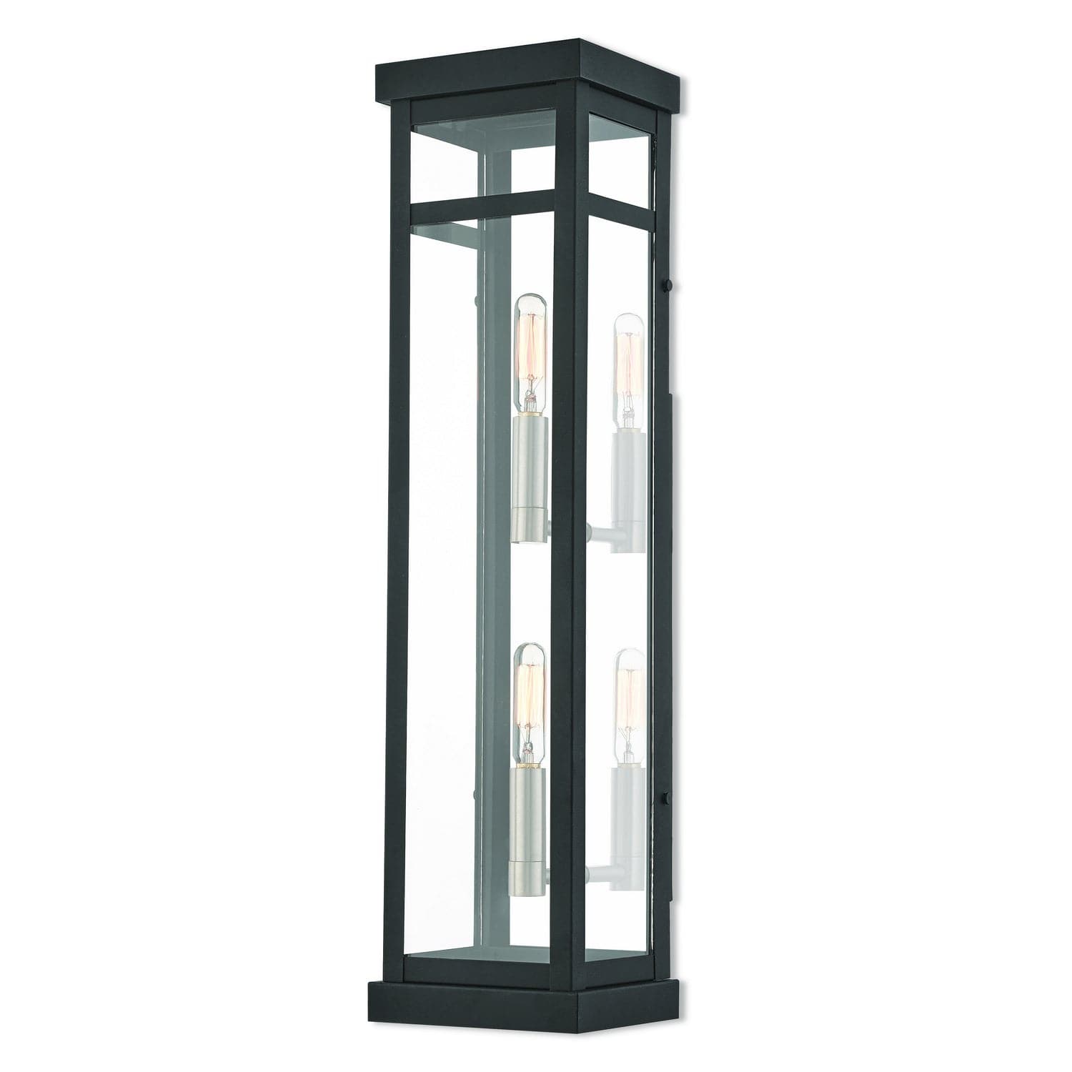 Livex Lighting - 20706-04 - Two Light Outdoor Wall Lantern - Hopewell - Black w/ Brushed Nickel Cluster and Polished Chrome Stainless Steel