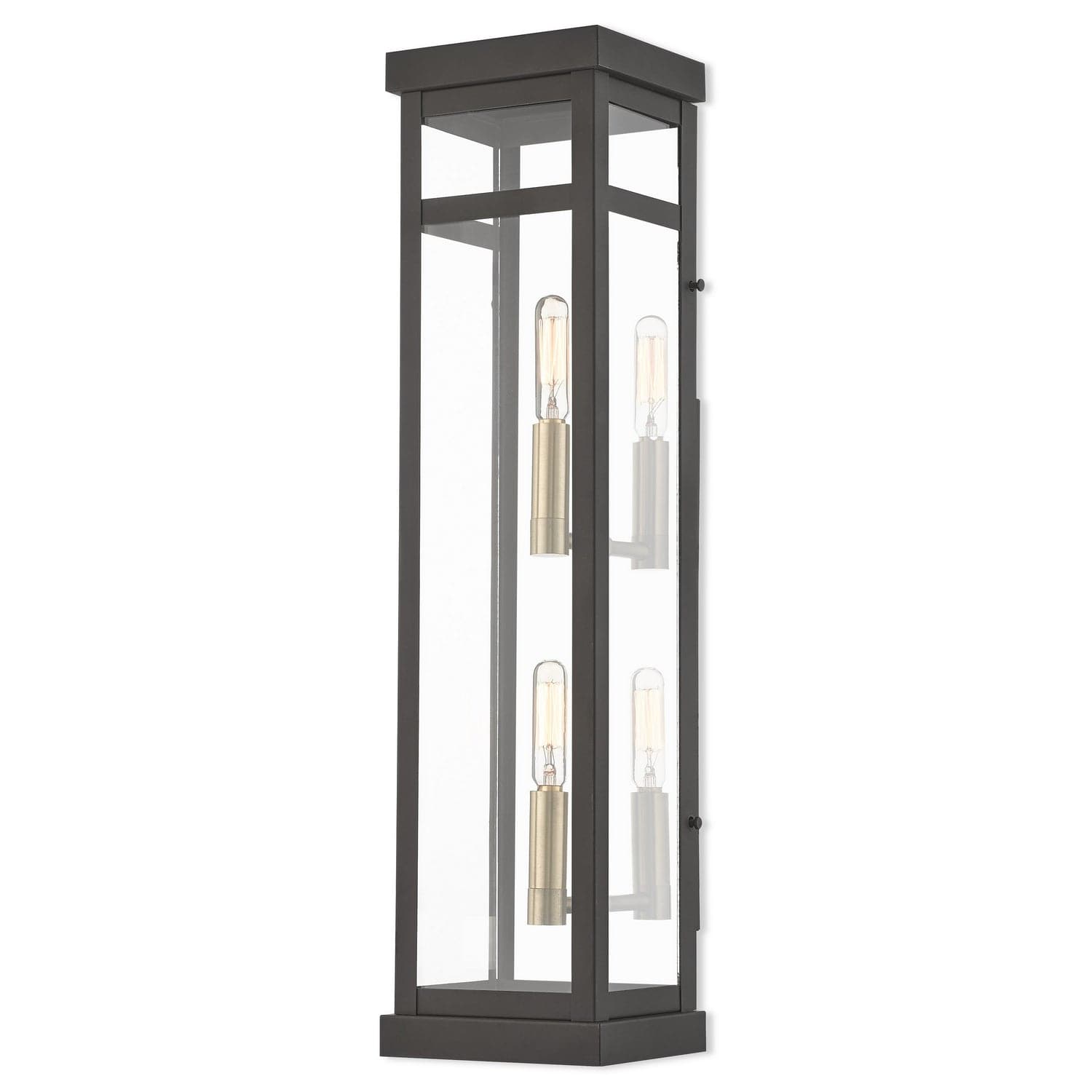 Livex Lighting - 20706-07 - Two Light Outdoor Wall Lantern - Hopewell - Bronze w/ Antique Brass Cluster and Polished Chrome Stainless Steel