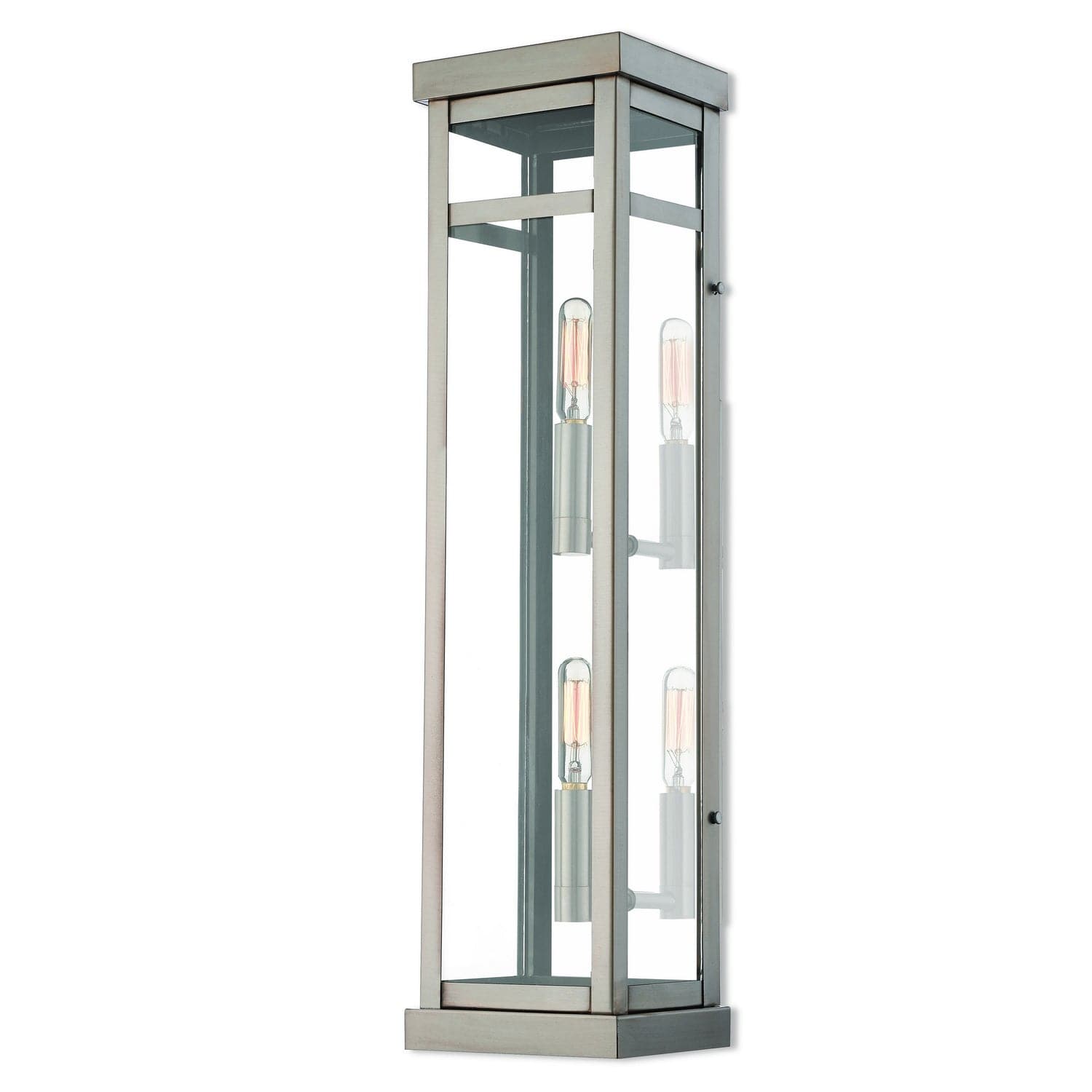 Livex Lighting - 20706-91 - Two Light Outdoor Wall Lantern - Hopewell - Brushed Nickel w/ Polished Chrome Stainless Steel