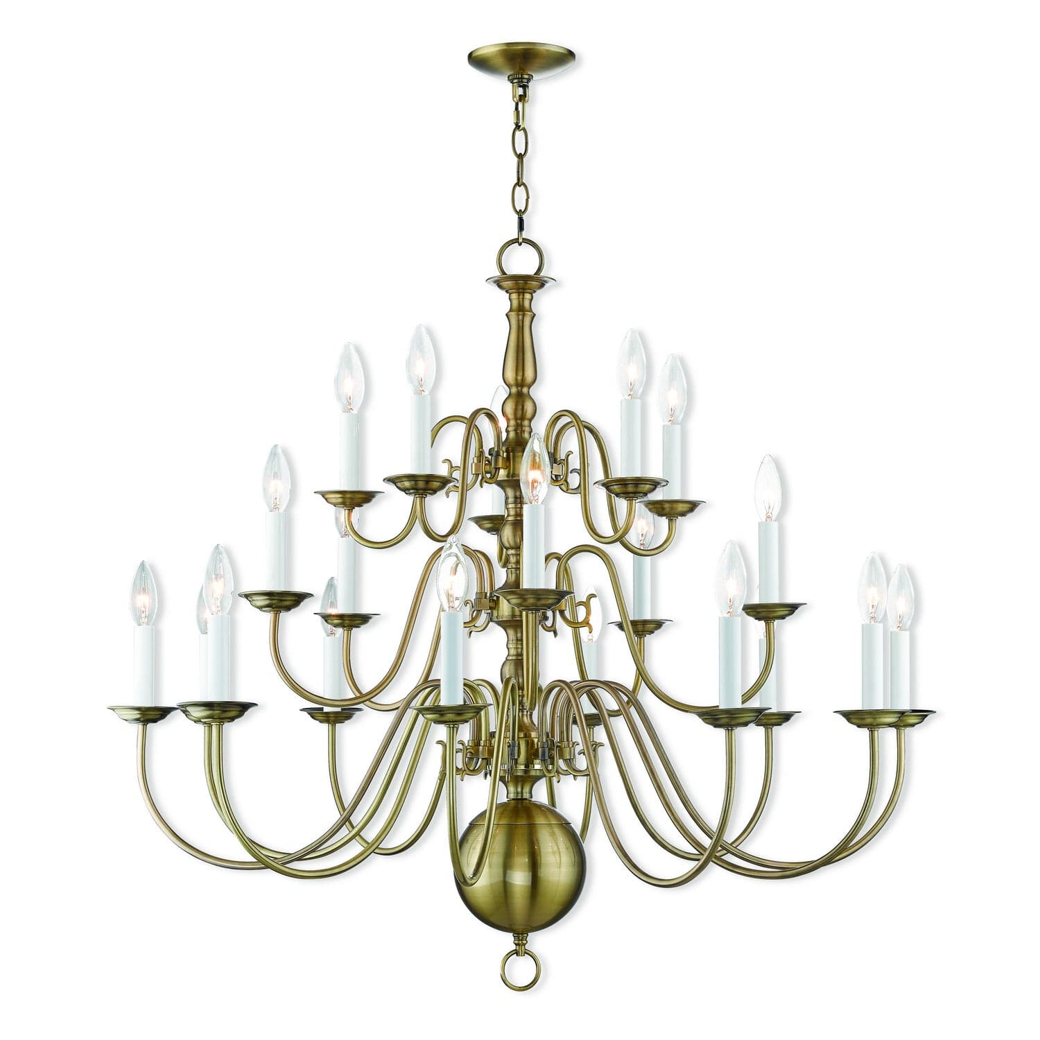 Livex Lighting - 5019-01 - 20 Light Foyer Chandelier - Williamsburgh - Antique Brass