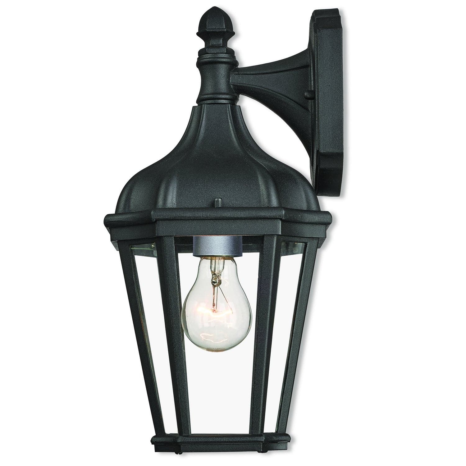 Livex Lighting - 76181-14 - One Light Outdoor Wall Lantern - Morgan - Textured Black w/ Antique Silver Cluster