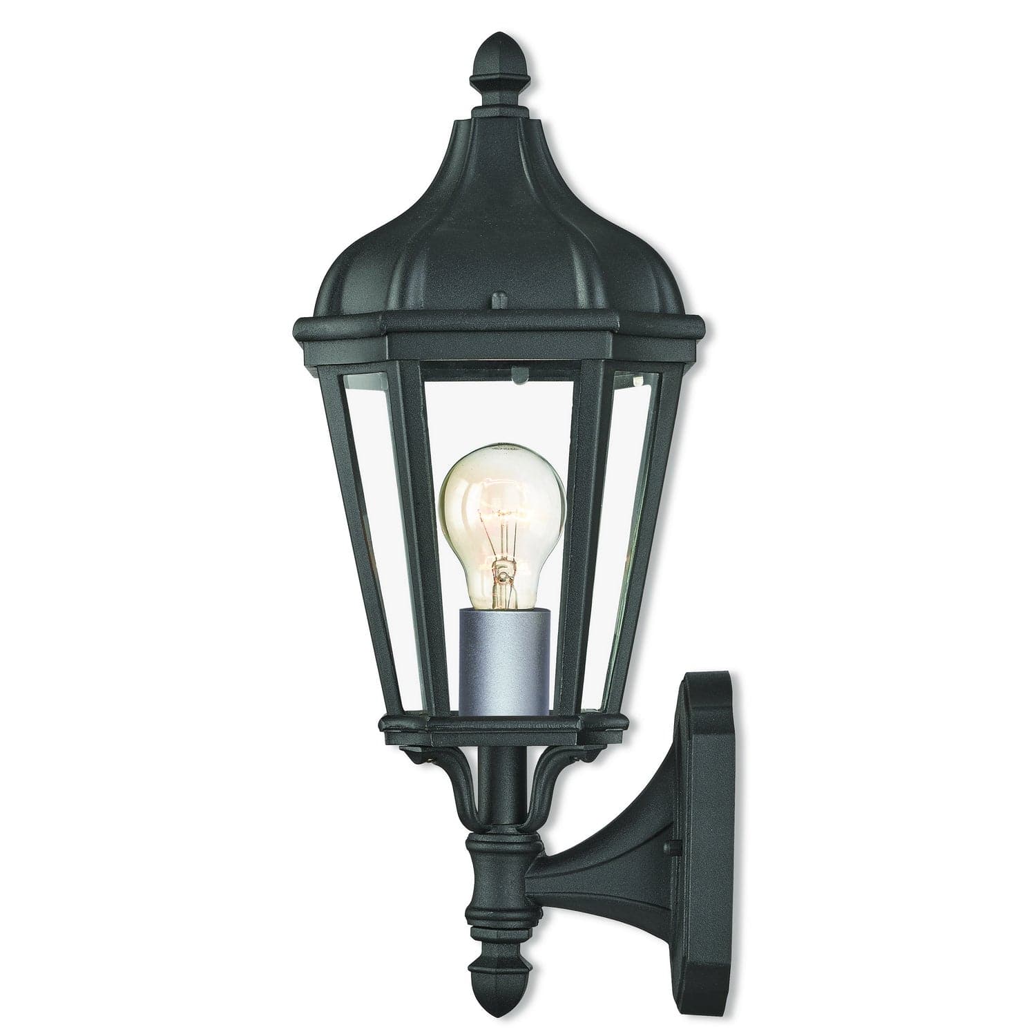 Livex Lighting - 76182-14 - One Light Outdoor Wall Lantern - Morgan - Textured Black w/ Antique Silver Cluster