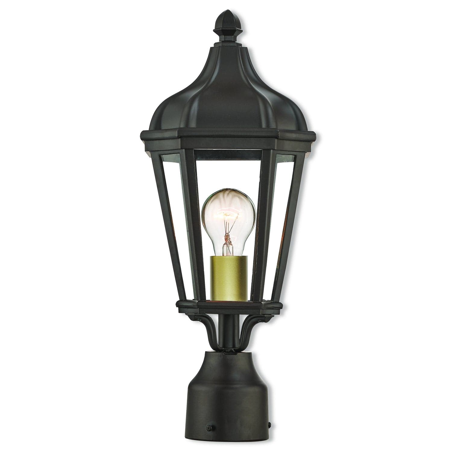 Livex Lighting - 76184-07 - One Light Outdoor Post-Top Lanterm - Morgan - Bronze w/ Antique Gold Cluster