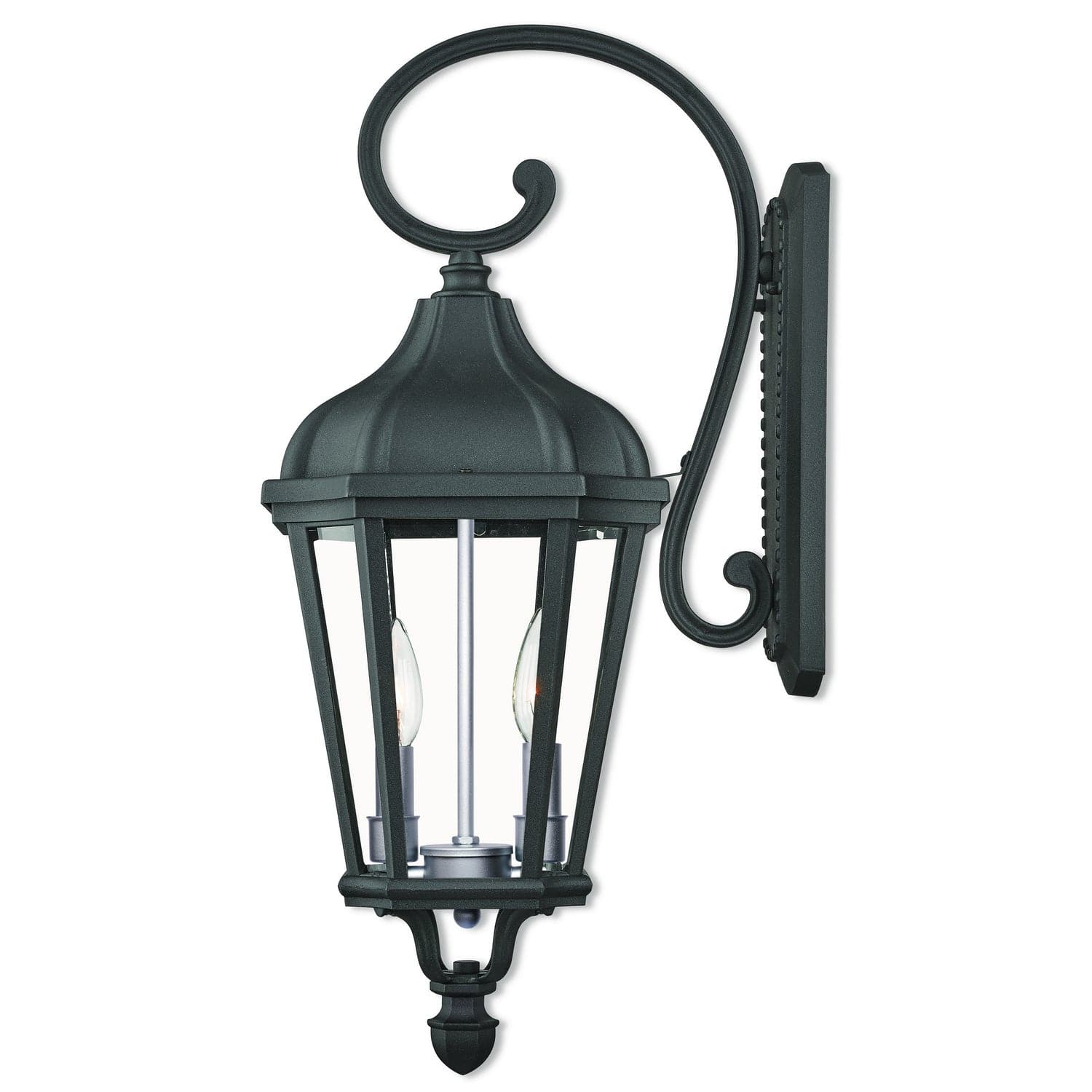 Livex Lighting - 76186-14 - Two Light Outdoor Wall Lantern - Morgan - Textured Black w/ Antique Silver Cluster