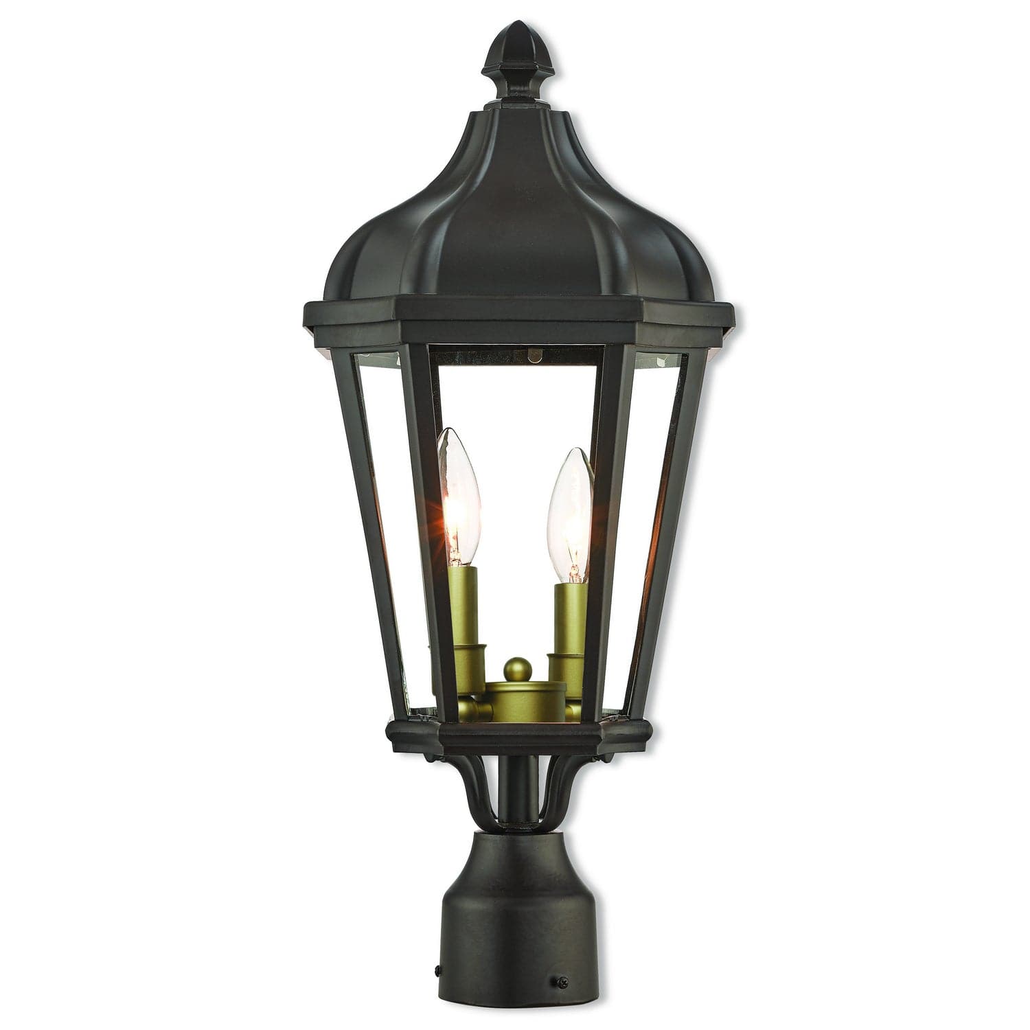 Livex Lighting - 76188-07 - Two Light Outdoor Post Lantern - Morgan - Bronze w/ Antique Gold Cluster