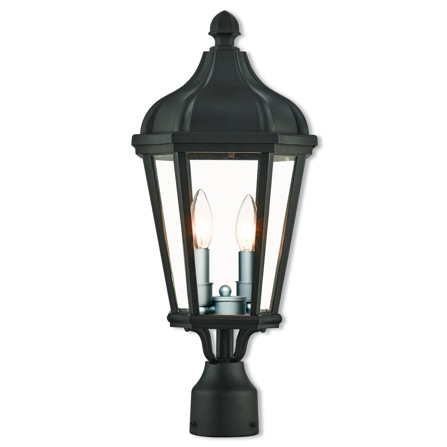 Livex Lighting - 76188-14 - Two Light Outdoor Post Lantern - Morgan - Textured Black w/ Antique Silver Cluster