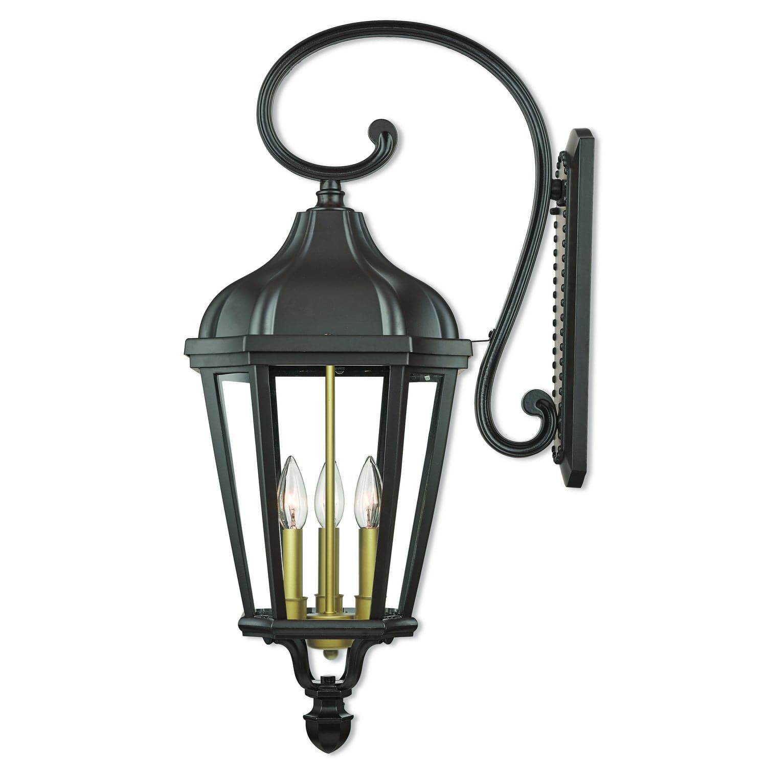 Livex Lighting - 76192-07 - Three Light Outdoor Wall Lantern - Morgan - Bronze w/ Antique Gold Cluster