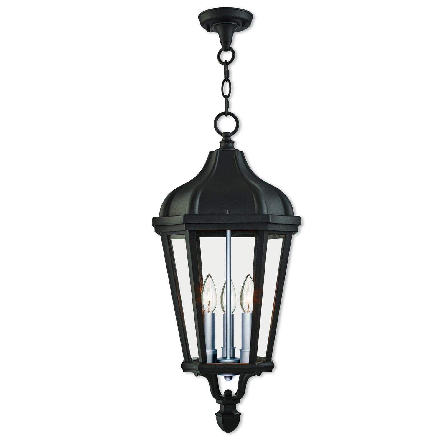 Livex Lighting - 76193-14 - Three Light Outdoor Pendant - Morgan - Textured Black w/ Antique Silver Cluster