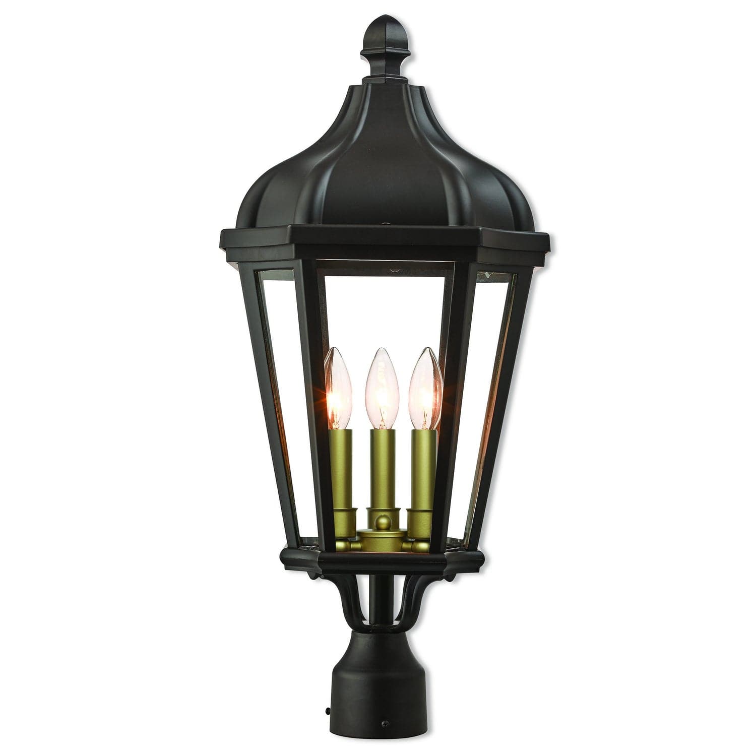 Livex Lighting - 76194-07 - Three Light Post-Top Lanterm - Morgan - Bronze w/ Antique Gold Cluster