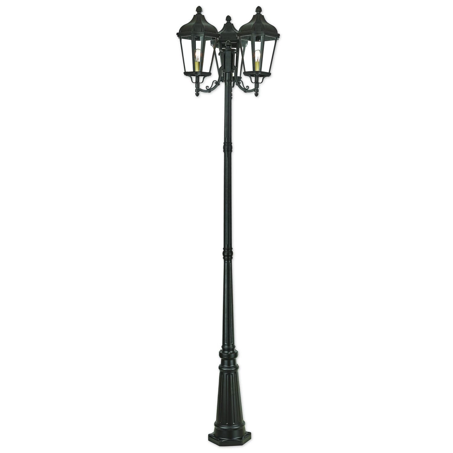 Livex Lighting - 76198-07 - Three Light Outdoor Post Mount - Morgan - Bronze w/ Antique Gold Cluster