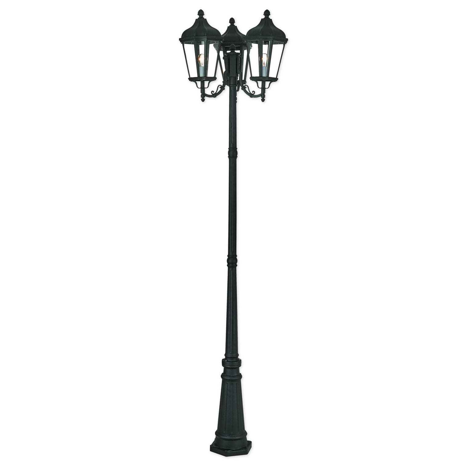 Livex Lighting - 76198-14 - Three Light Outdoor Post Mount - Morgan - Textured Black w/ Antique Silver Cluster