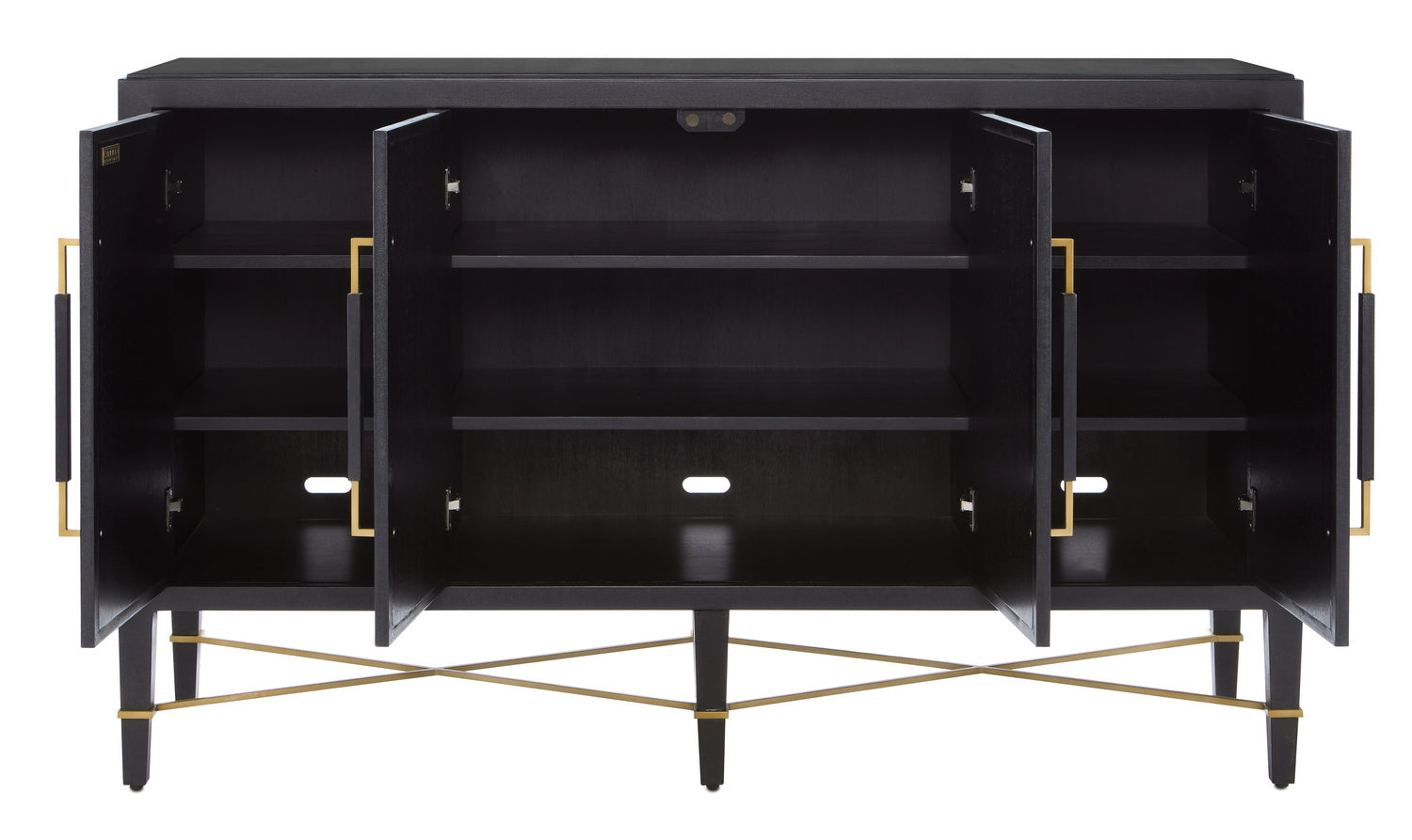 Sideboard from the Verona collection in Black Lacquered Linen/Champagne Metal finish