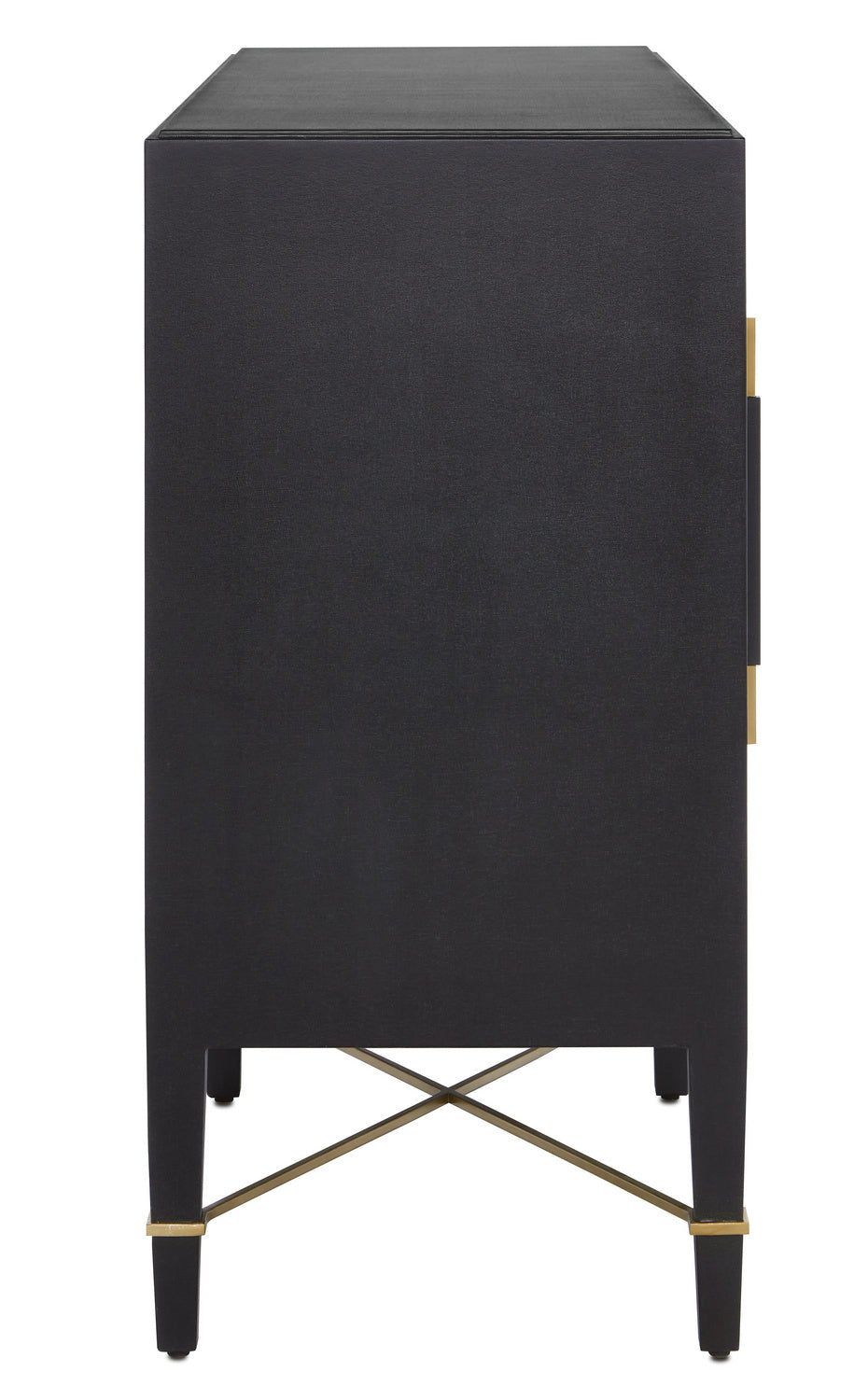 Sideboard from the Verona collection in Black Lacquered Linen/Champagne Metal finish