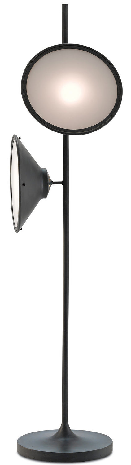 Two Light Floor Lamp from the Bulat collection in Antique Black/White Opaque finish