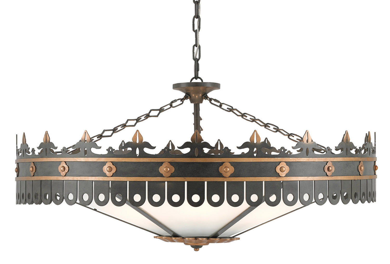 Six Light Chandelier from the Bunny Williams collection in Antique Gold/Moss Gray finish