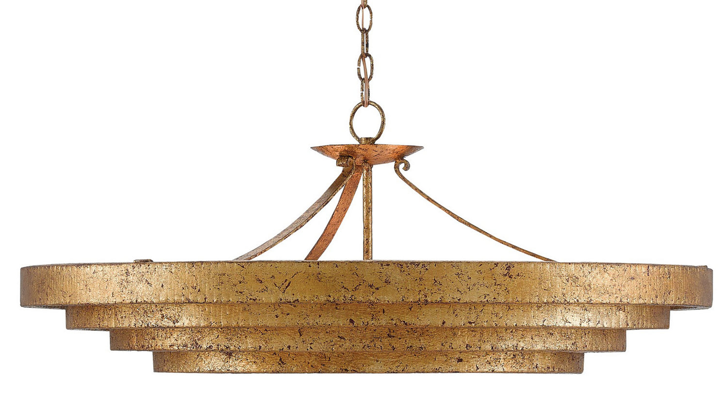 Three Light Chandelier from the Bunny Williams collection in Gold Leaf finish