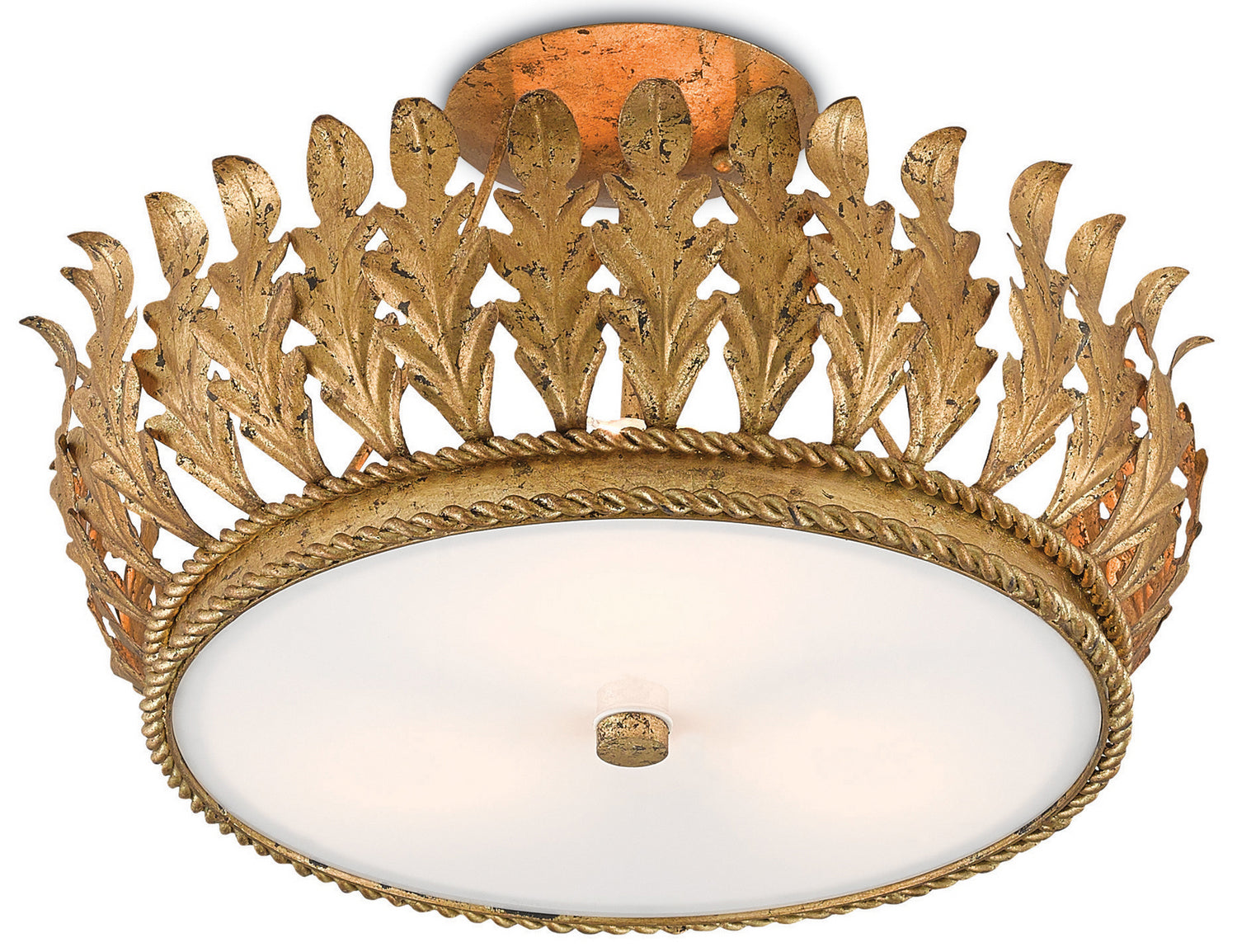 Three Light Semi-Flush Mount from the Bunny Williams collection in Gold Leaf finish