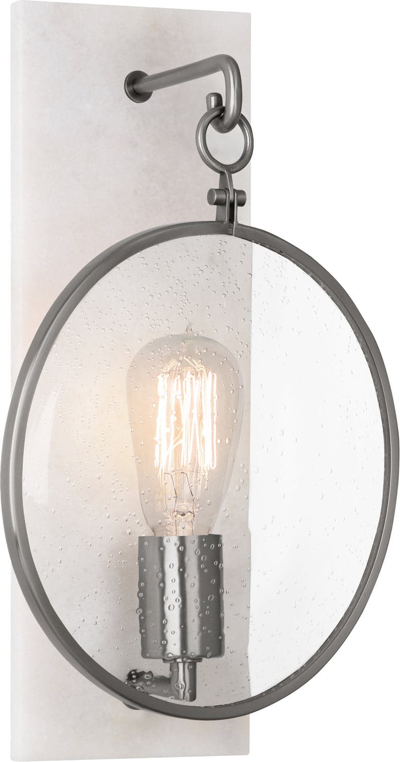 Robert Abbey - 1418 - One Light Wall Sconce - Fineas - Dark Antique Nickel w/Alabaster Stone Back Plate