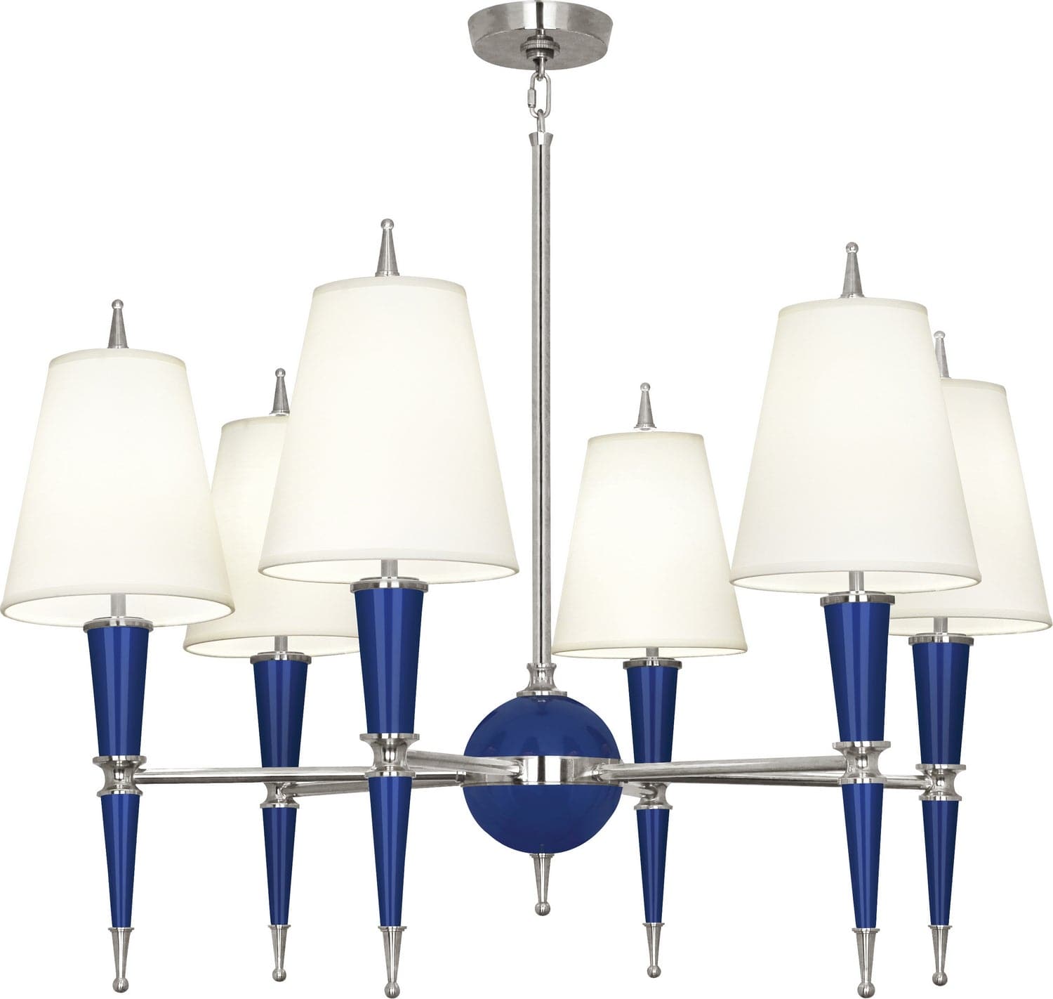 Robert Abbey - C604X - Six Light Chandelier - Jonathan Adler Versailles - Navy Lacquered Paint w/Polished Nickel