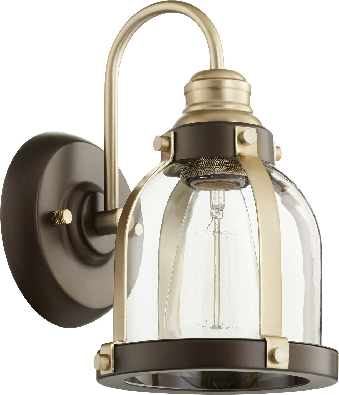 Quorum - 586-1-8086 - One Light Wall Mount - Banded Lighting Series - Aged Brass w/ Oiled Bronze
