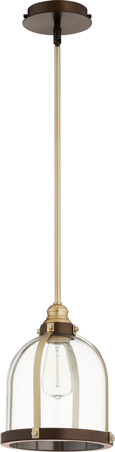 Quorum - 886-8086 - One Light Pendant - Banded Lighting Series - Aged Brass w/ Oiled Bronze
