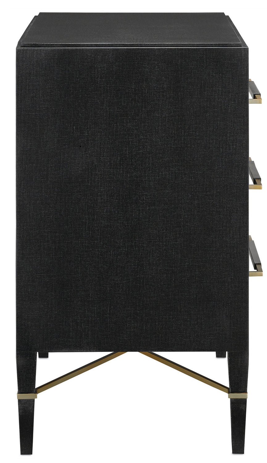 Chest from the Verona collection in Black Lacquered Linen/Champagne finish