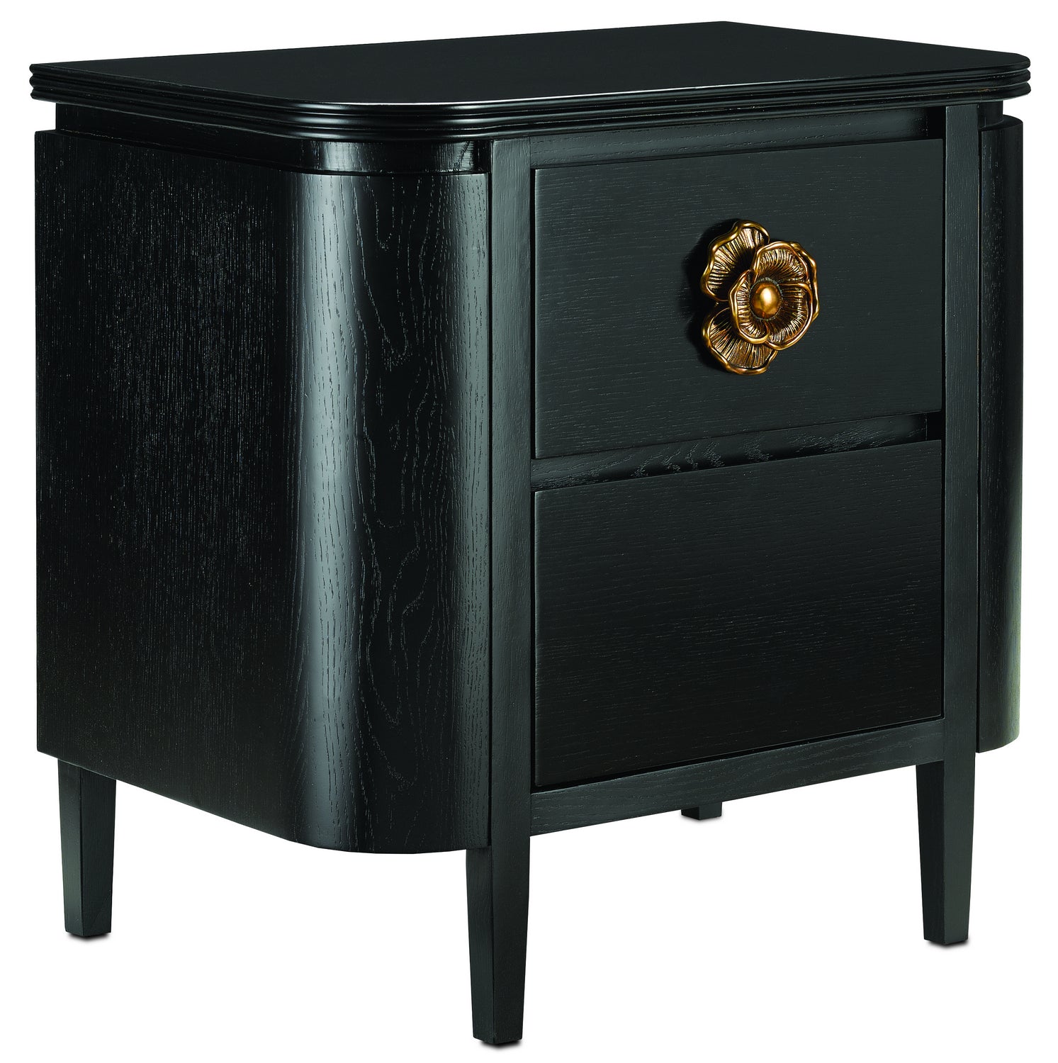 Nightstand from the Briallen collection in Caviar Black/Antique Brass finish