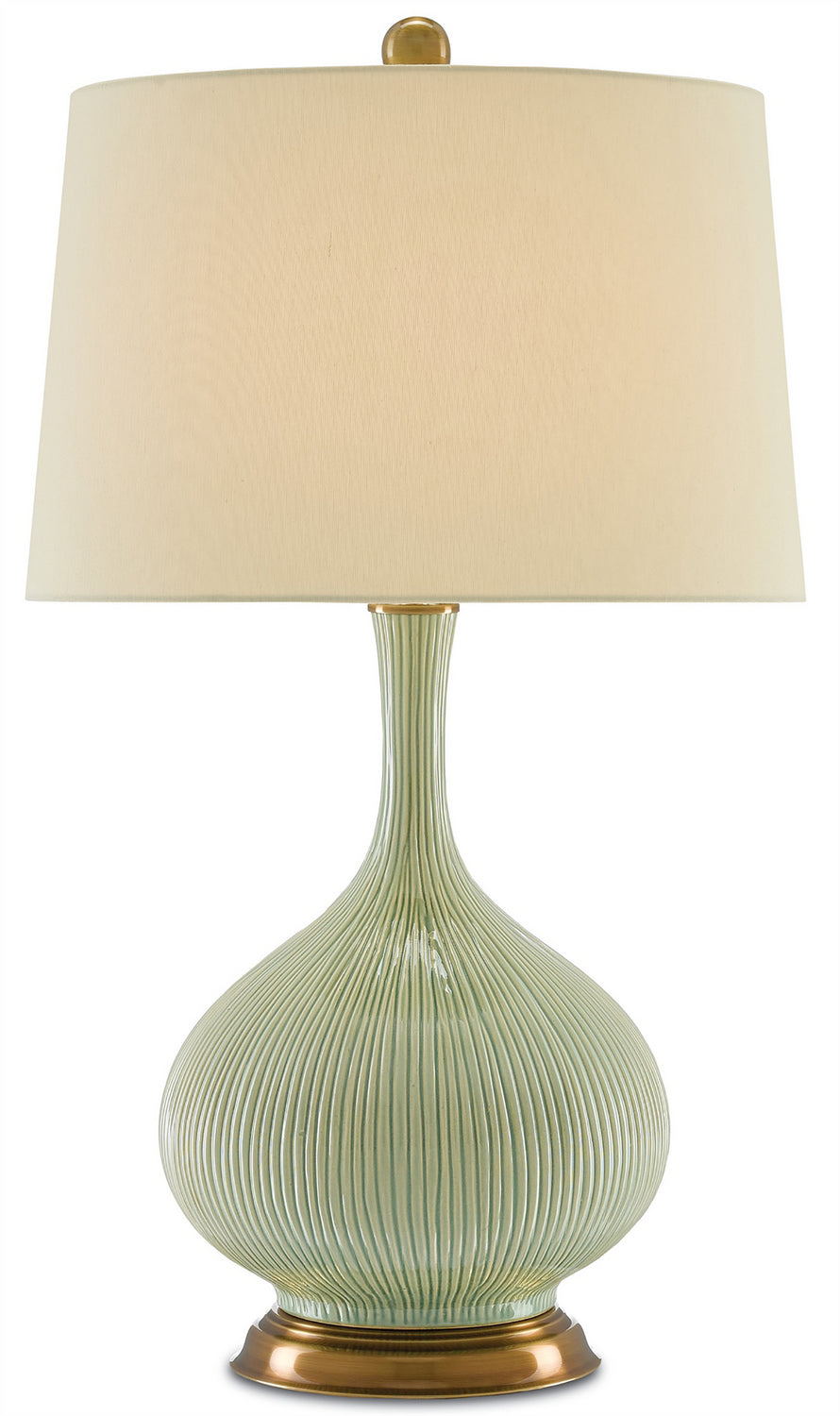 One Light Table Lamp from the Cait collection in Grass Green/Antique Brass finish