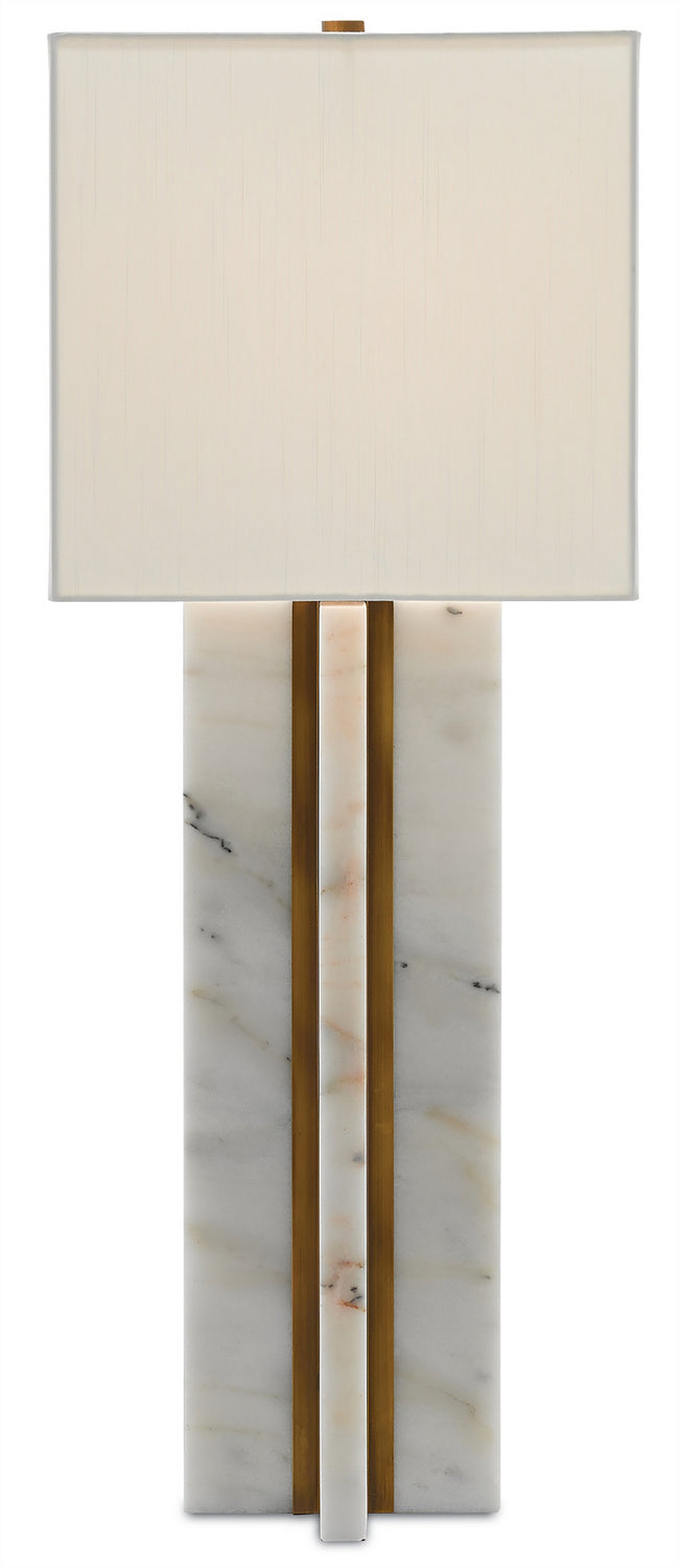 One Light Table Lamp from the Khalil collection in Marble/Antique Brass finish