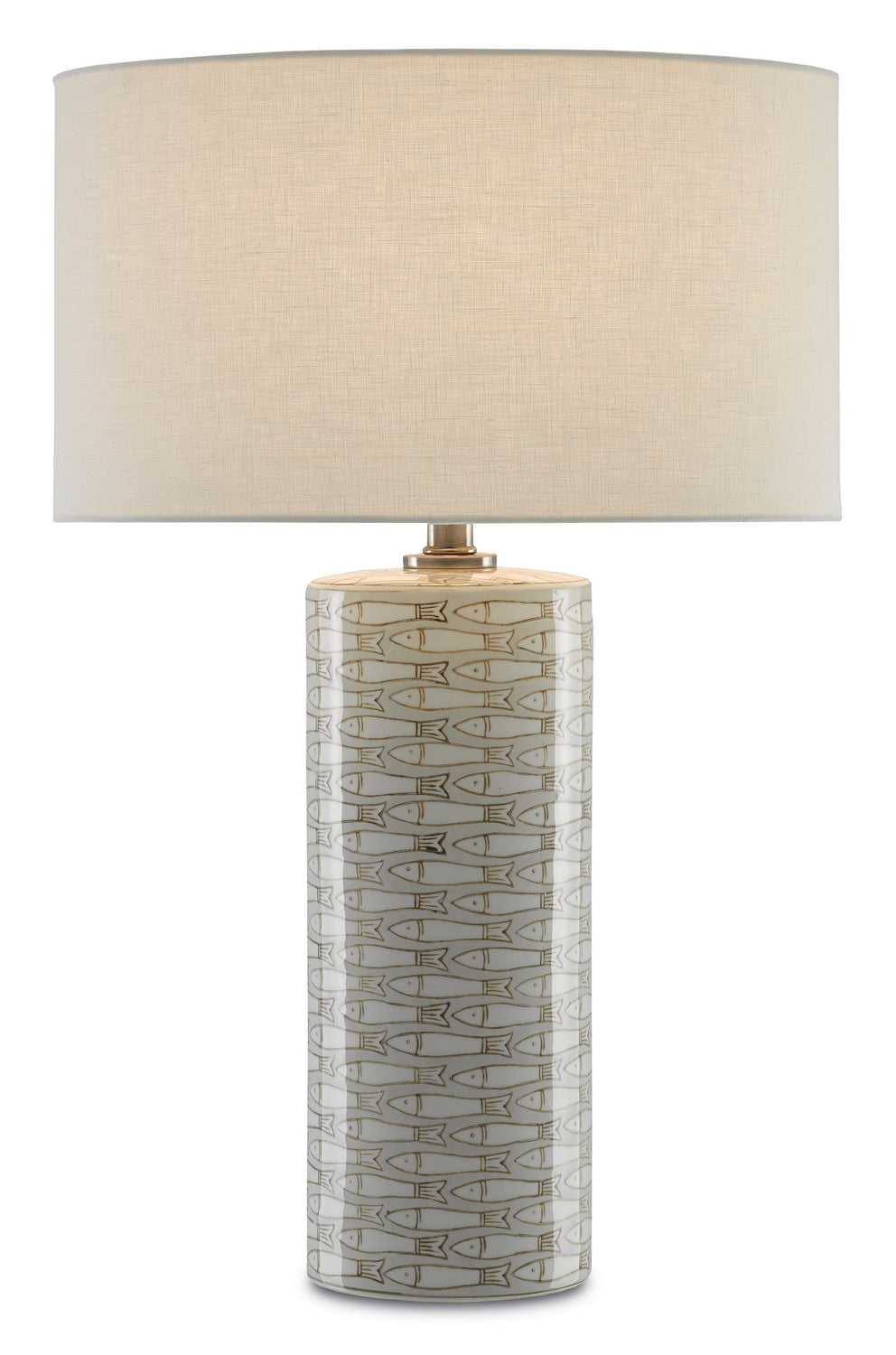 One Light Table Lamp from the Fisch collection in Gray/White/Antique Nickel finish