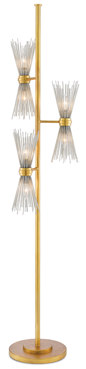 Six Light Floor Lamp from the Novatude collection in Antique Gold Leaf/Contemporary Silver Leaf finish